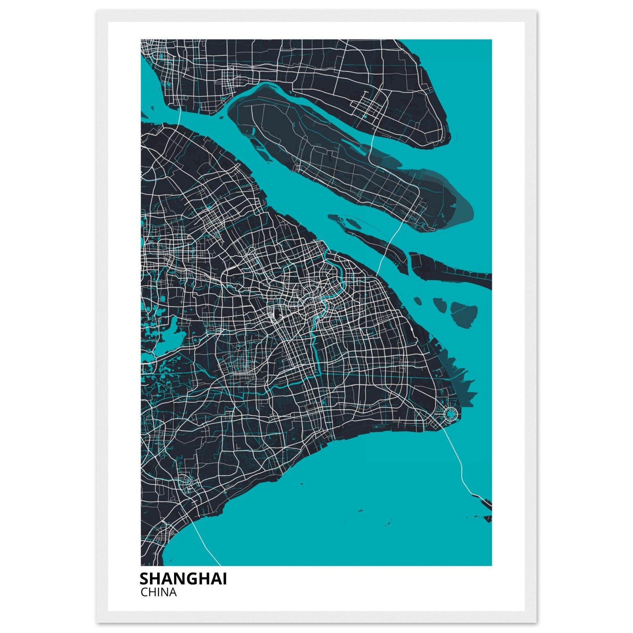 shanghai china map poster print