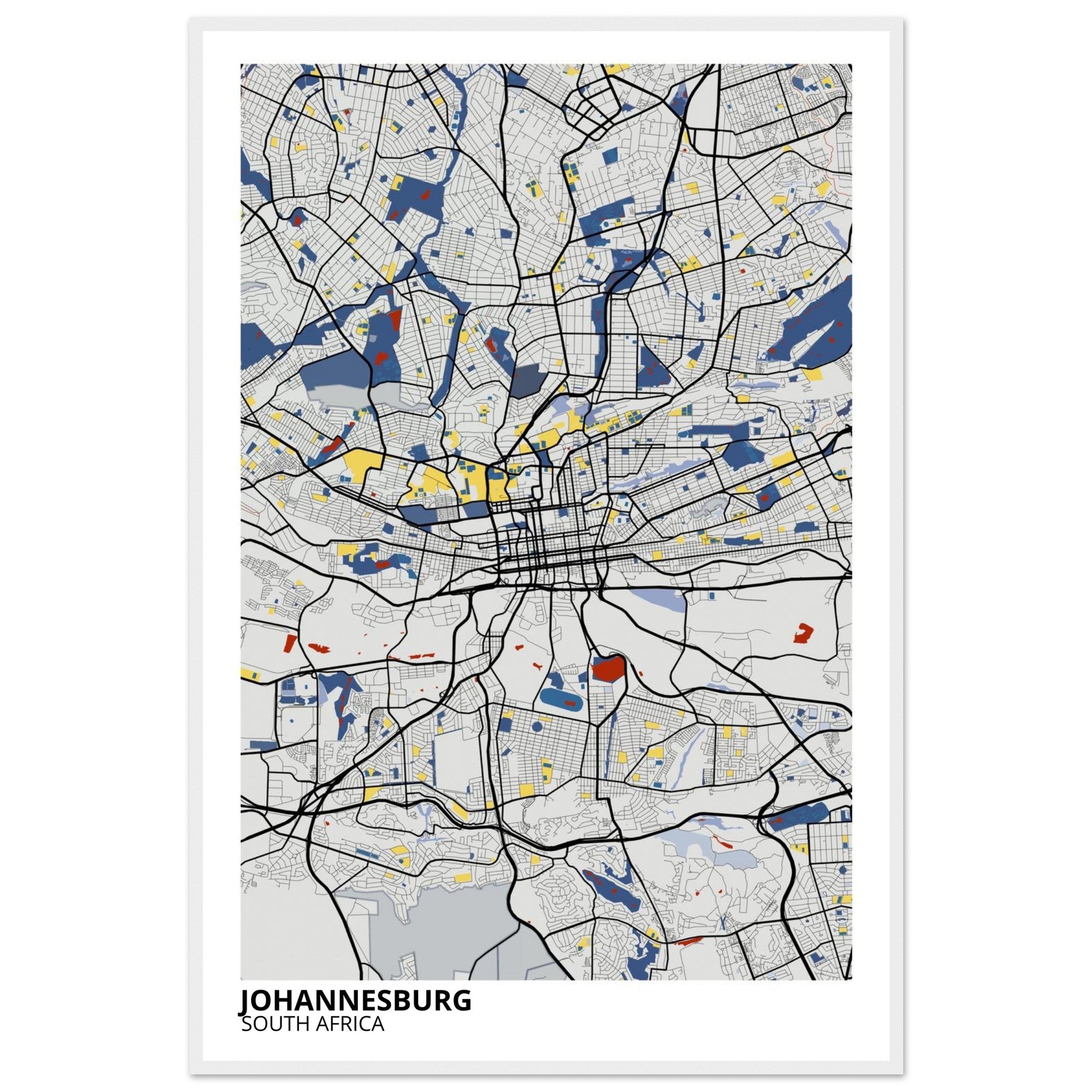 Johannesburg South Africa City Map Poster | Custom Map Art Print - Ink And Atlas