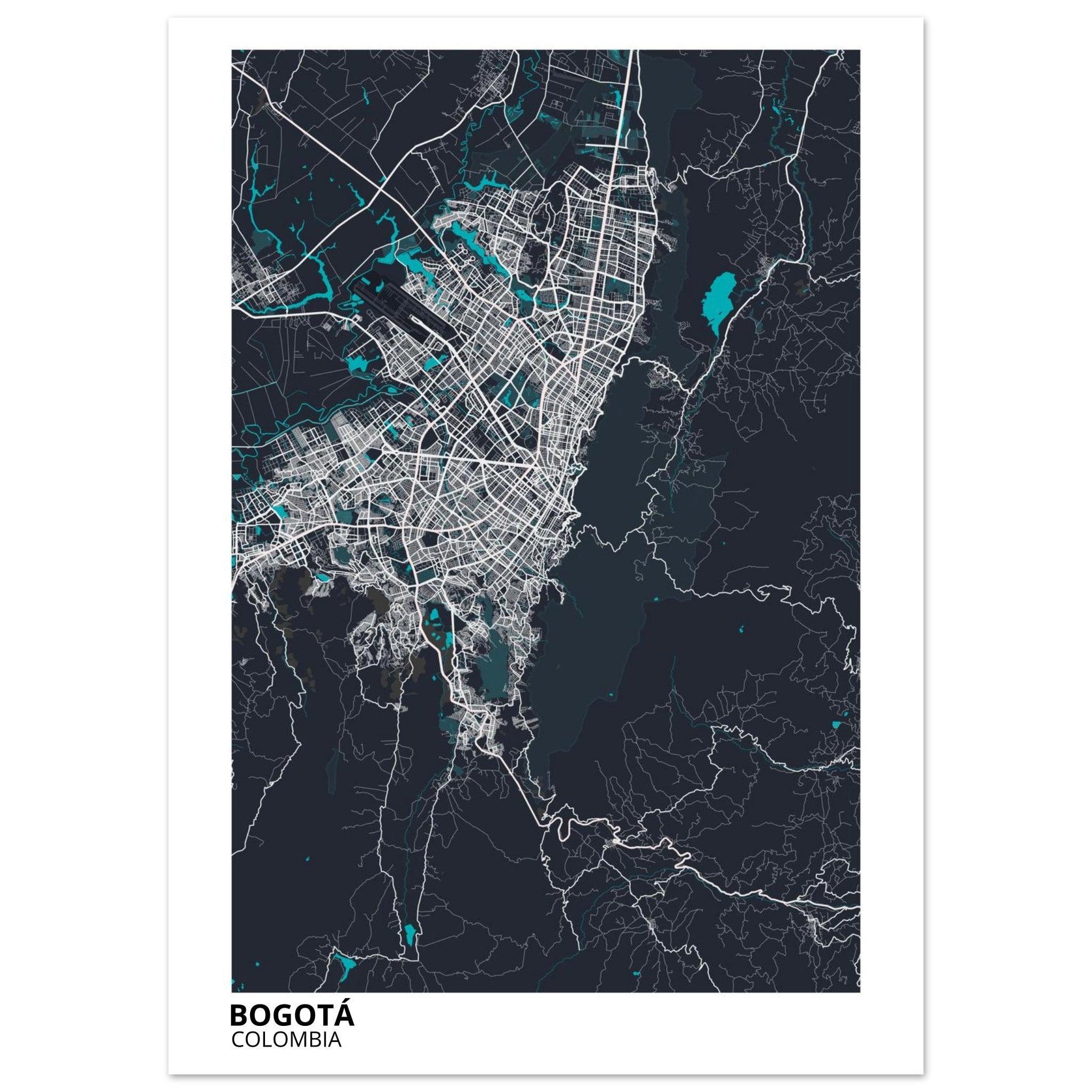 Bogota Colombia City Map Poster | Custom Map Art Print - Ink And Atlas