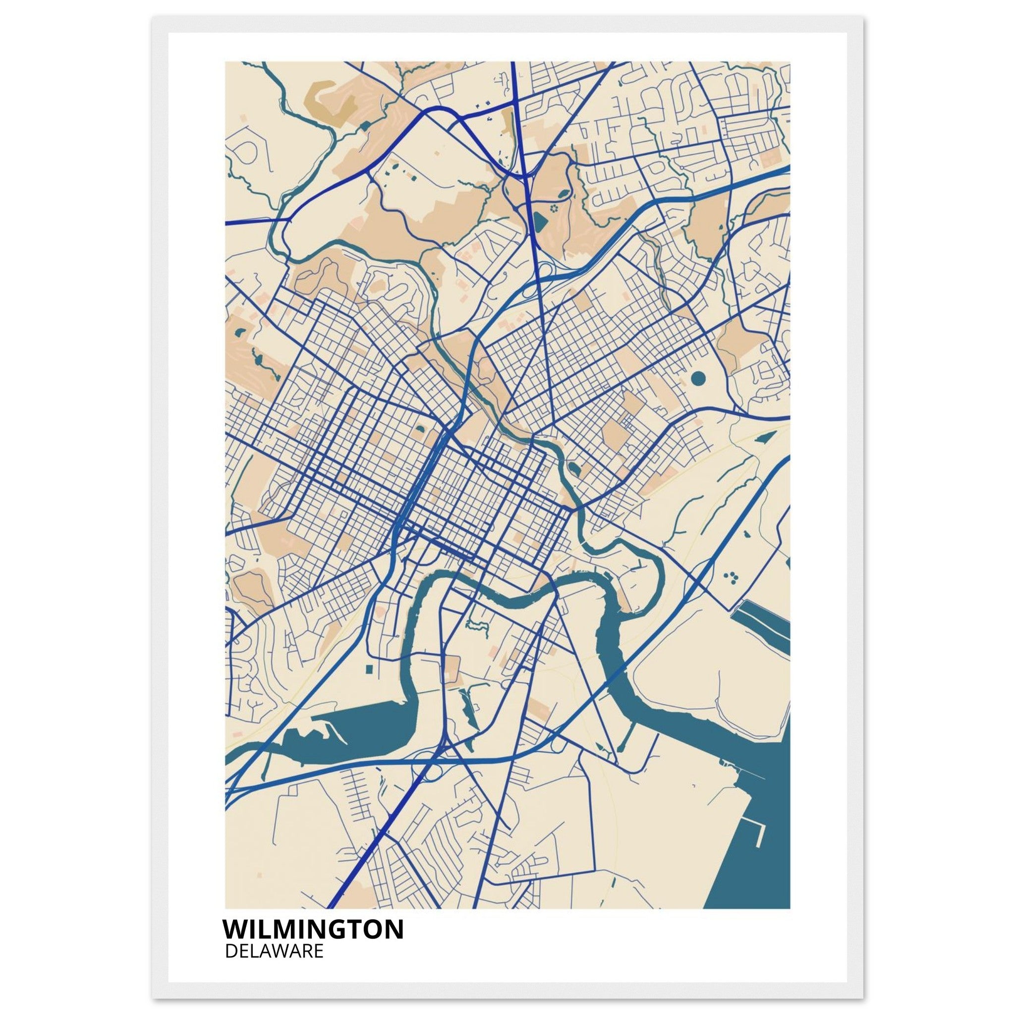 Wilmington Delaware City Map Poster | Custom Map Art Print - Ink And Atlas