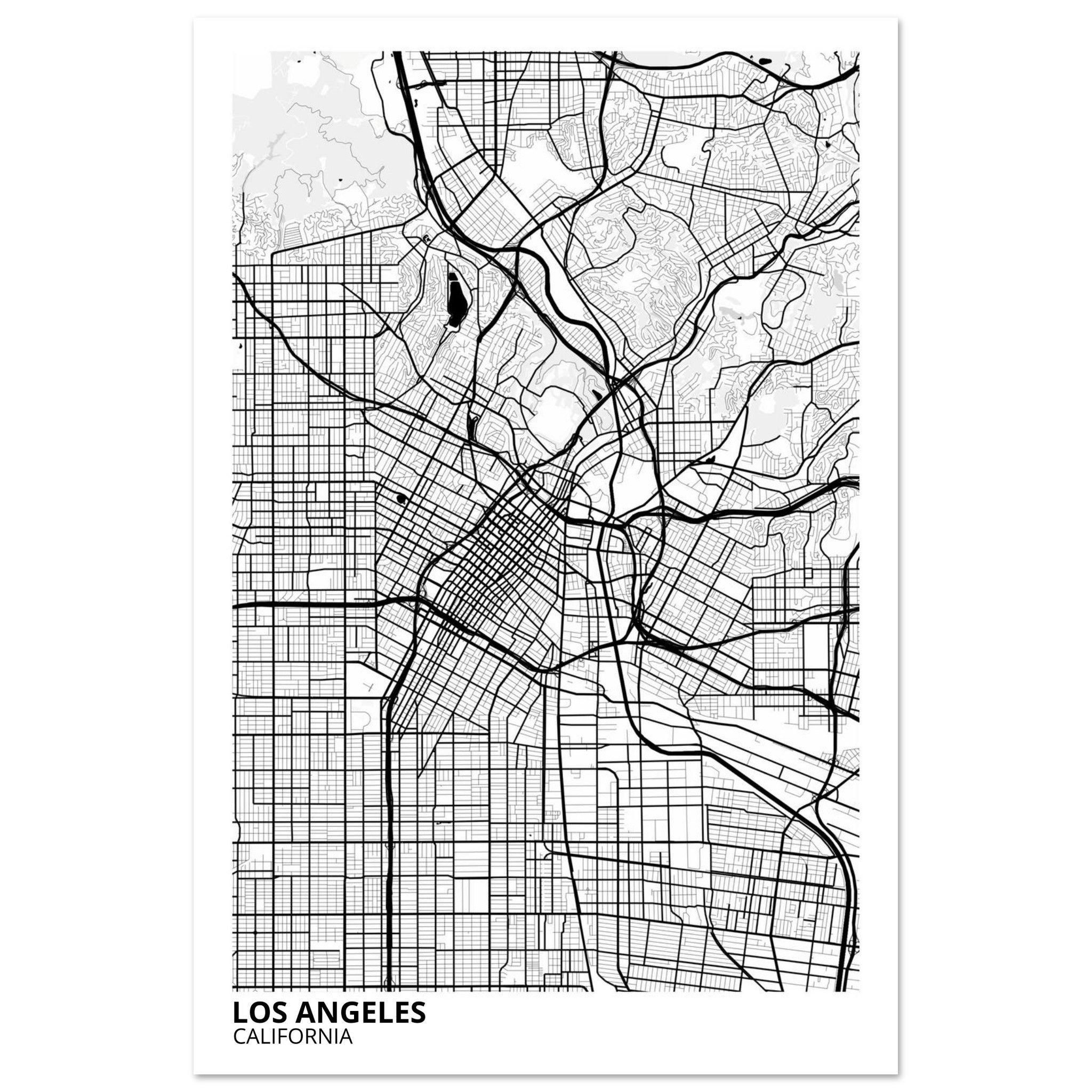 los angeles map poster print