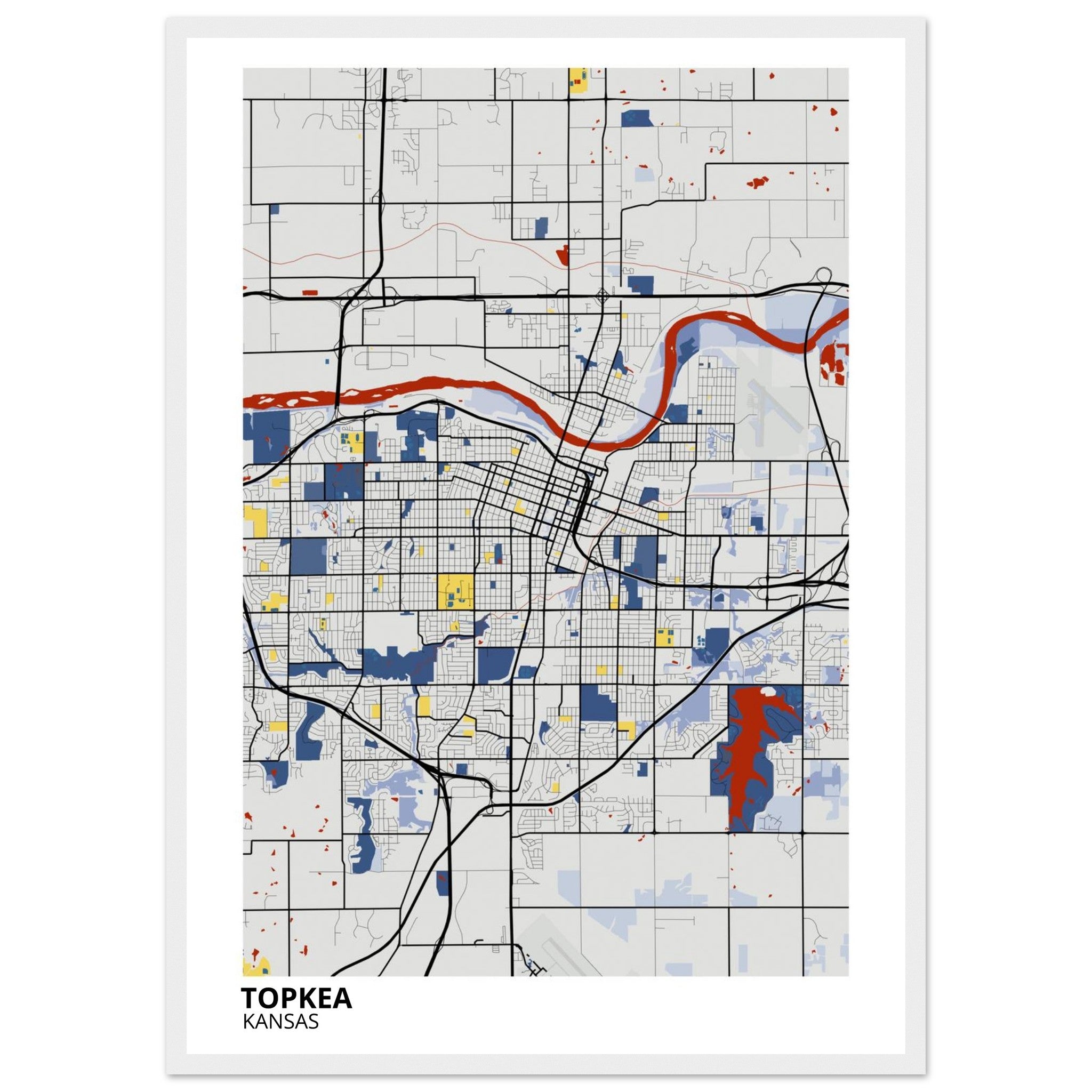 topeka map poster print