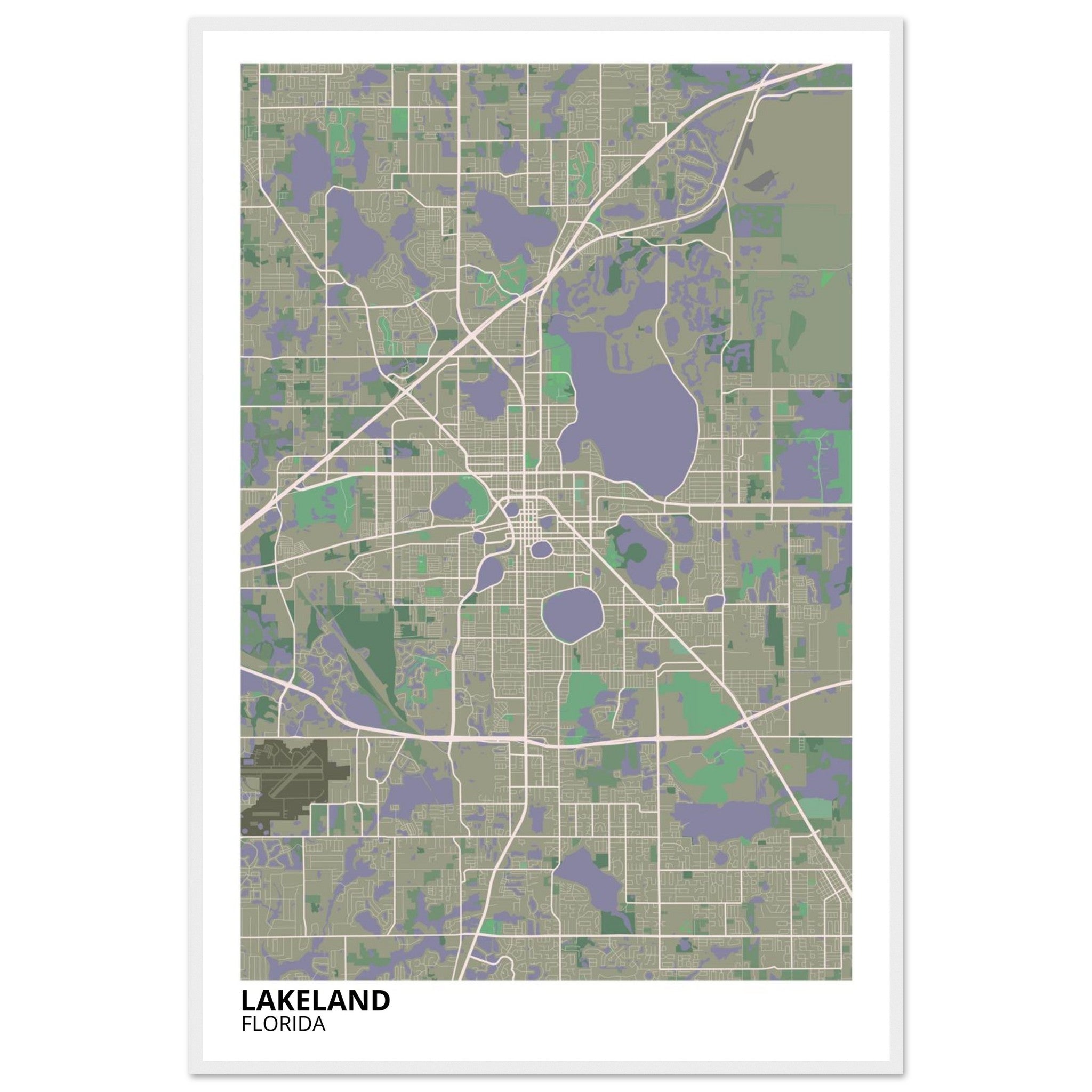 Lakeland Florida City Map Poster | Custom Map Art Print - Ink And Atlas