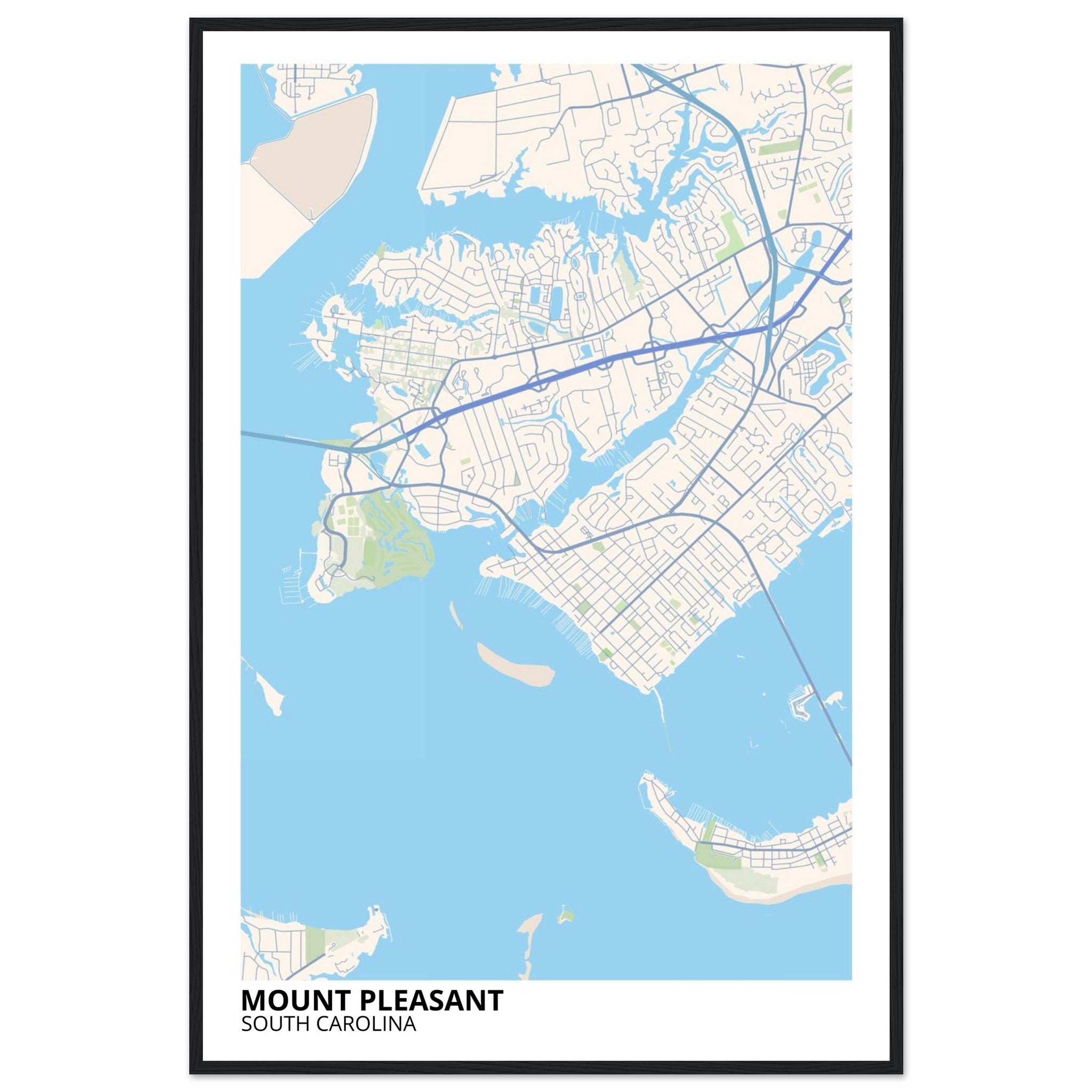 Mount Pleasant South Carolina City Map Poster | Custom Map Art Print - Ink And Atlas