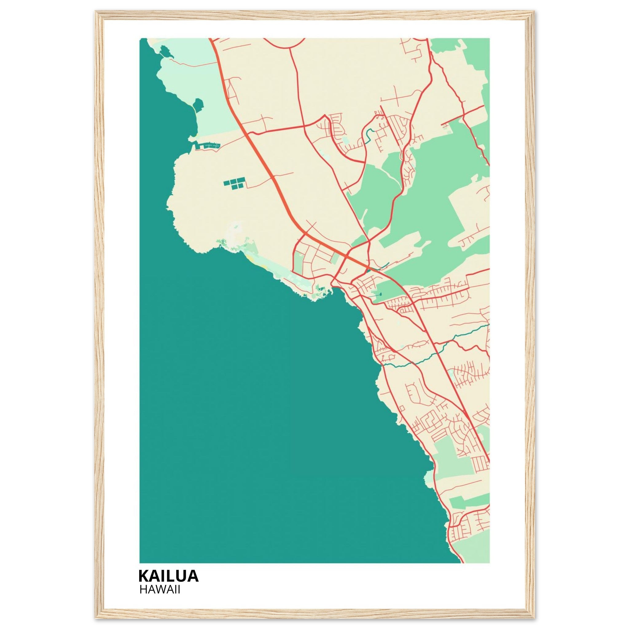 Kailua Hawaii City Map Poster | Custom Map Art Print - Ink And Atlas