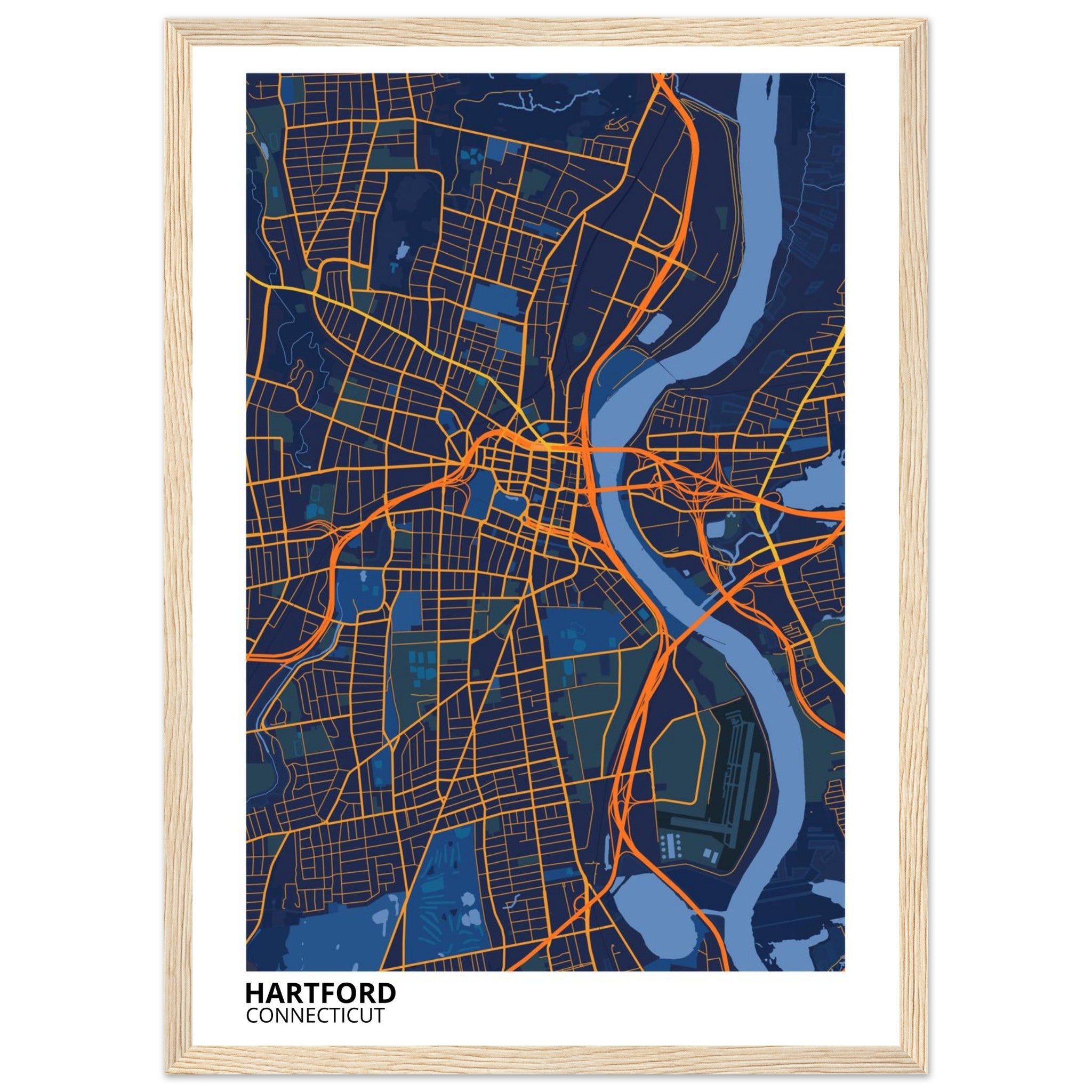 hartford map poster print