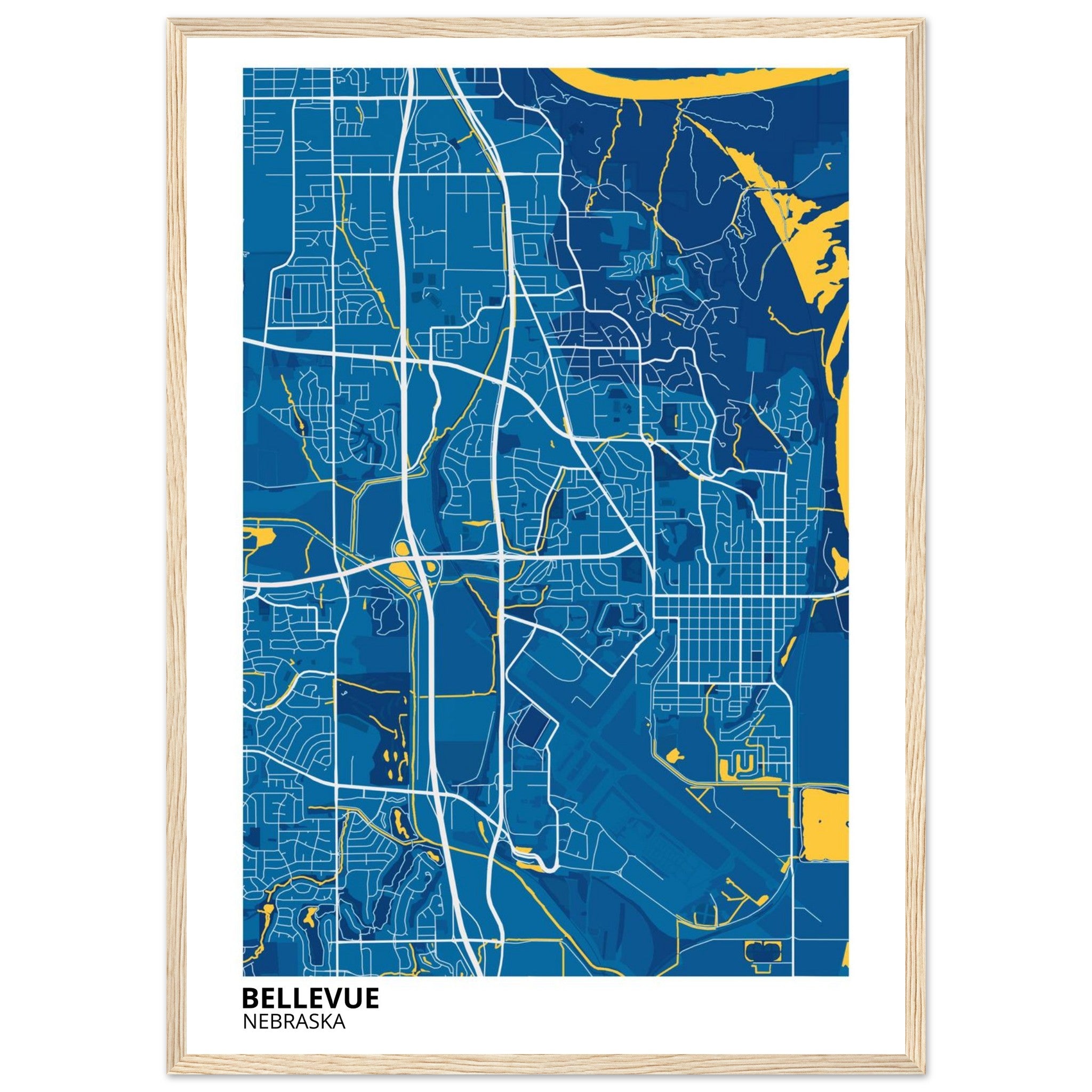 Bellevue Nebraska City Map Poster | Custom Map Art Print - Ink And Atlas