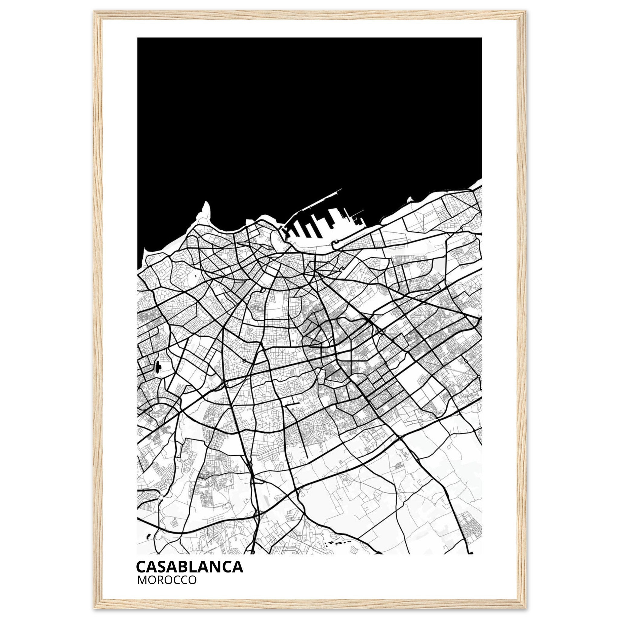 Casablanca Morocco City Map Poster | Custom Map Art Print - Ink And Atlas