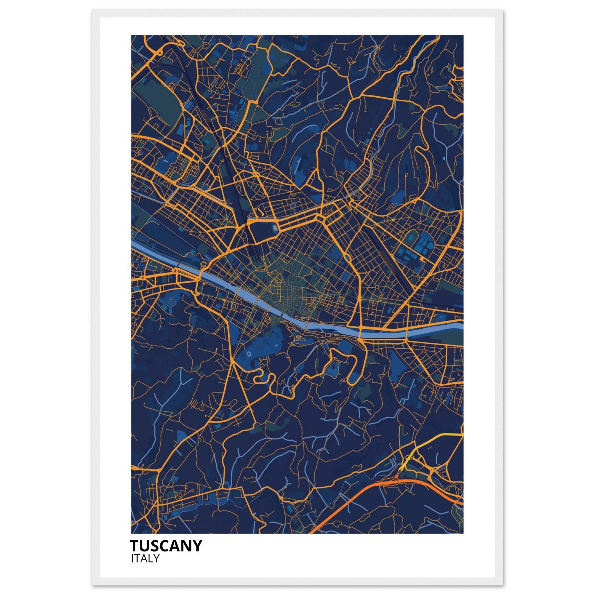 tuscany italy map poster print