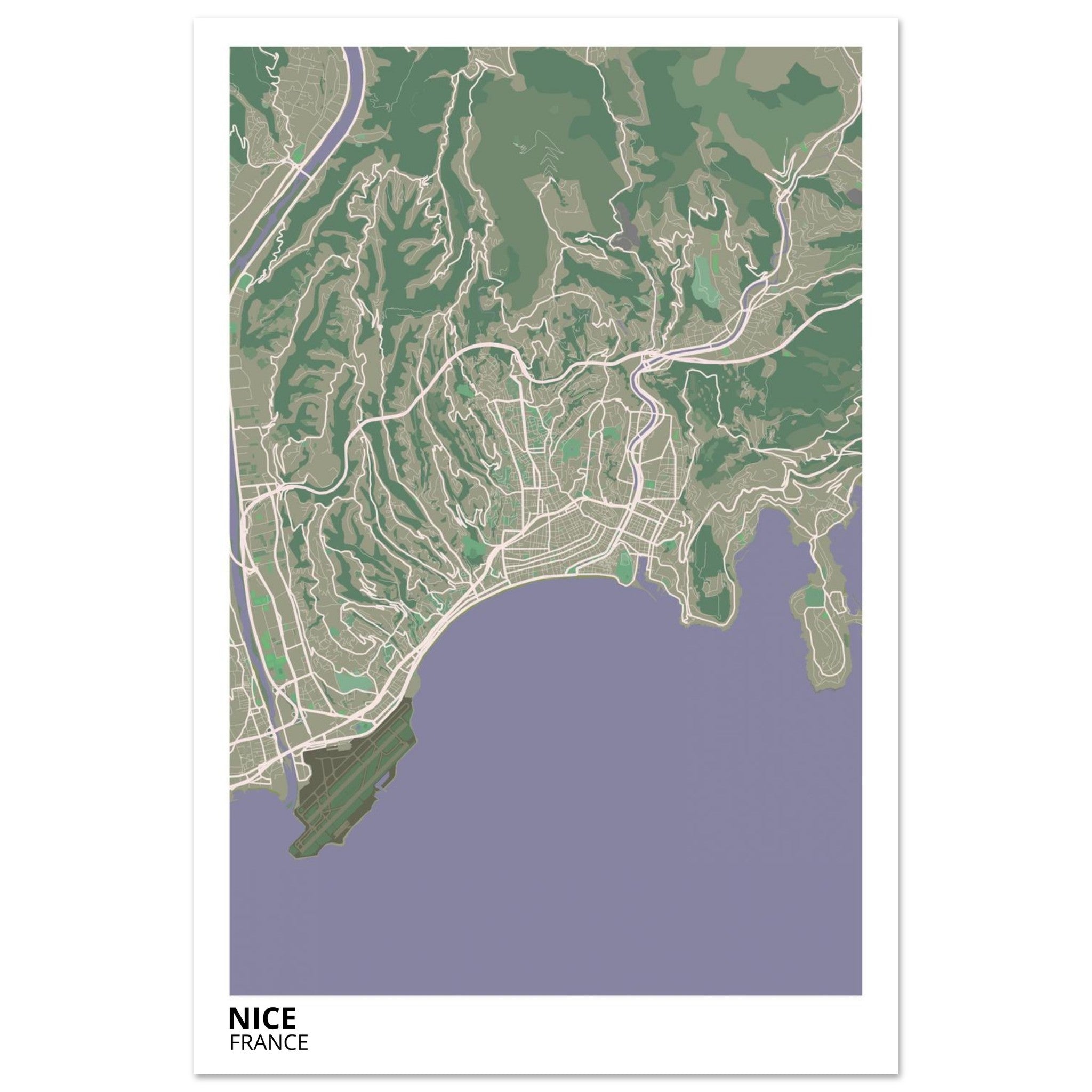 Nice France City Map Poster | Custom Map Art Print - Ink And Atlas