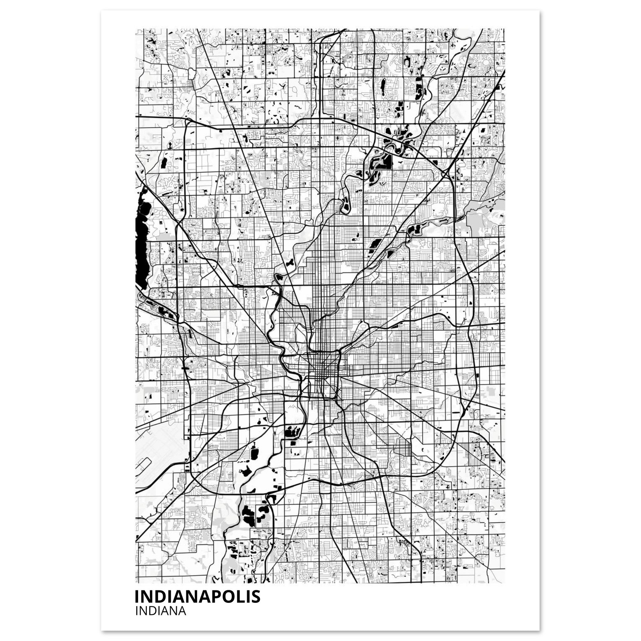 indianapolis map poster print