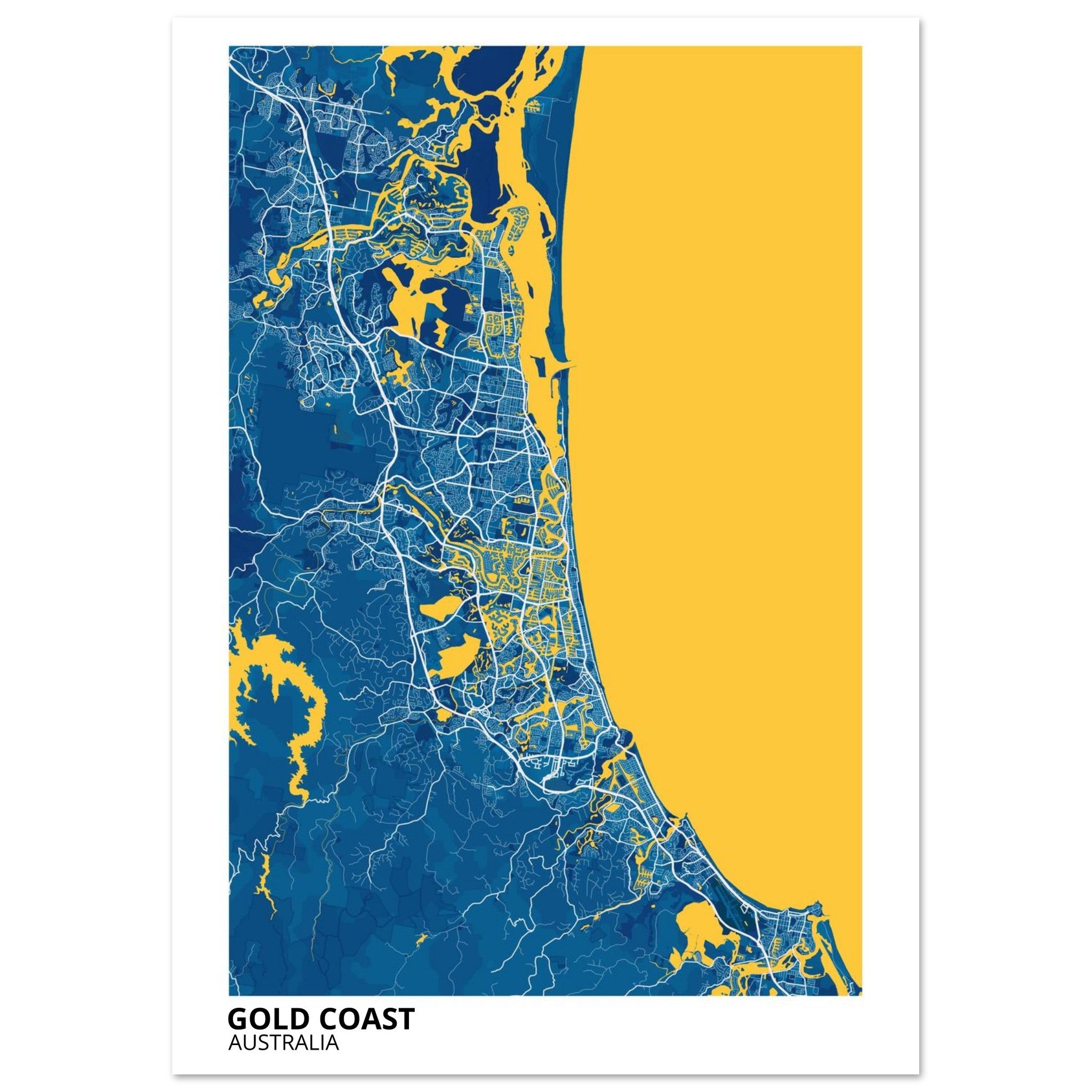 Gold Coast Australia City Map Poster | Custom Map Art Print - Ink And Atlas