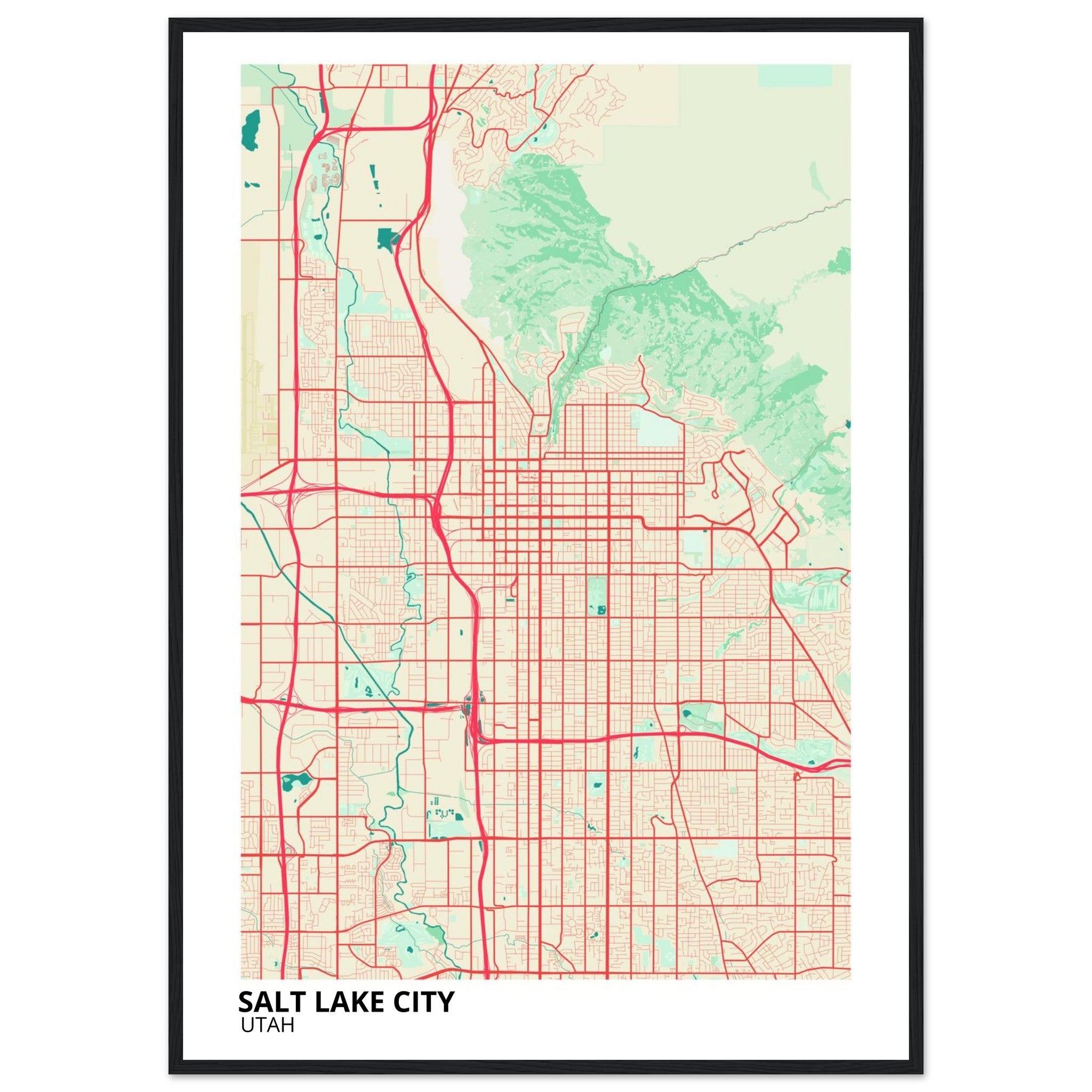 Salt Lake City Utah City Map Poster | Custom Map Art Print - Ink And Atlas