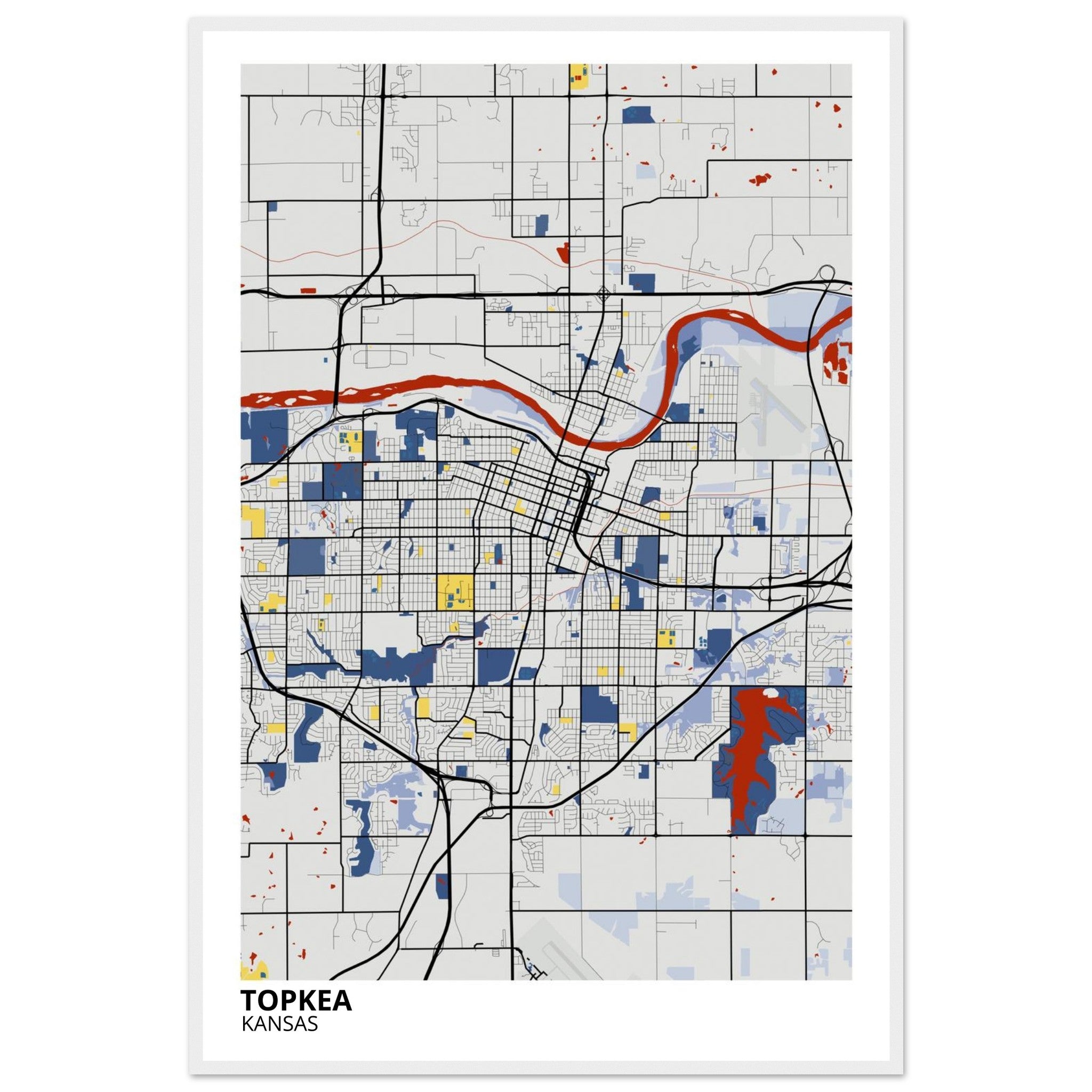 topeka map poster print