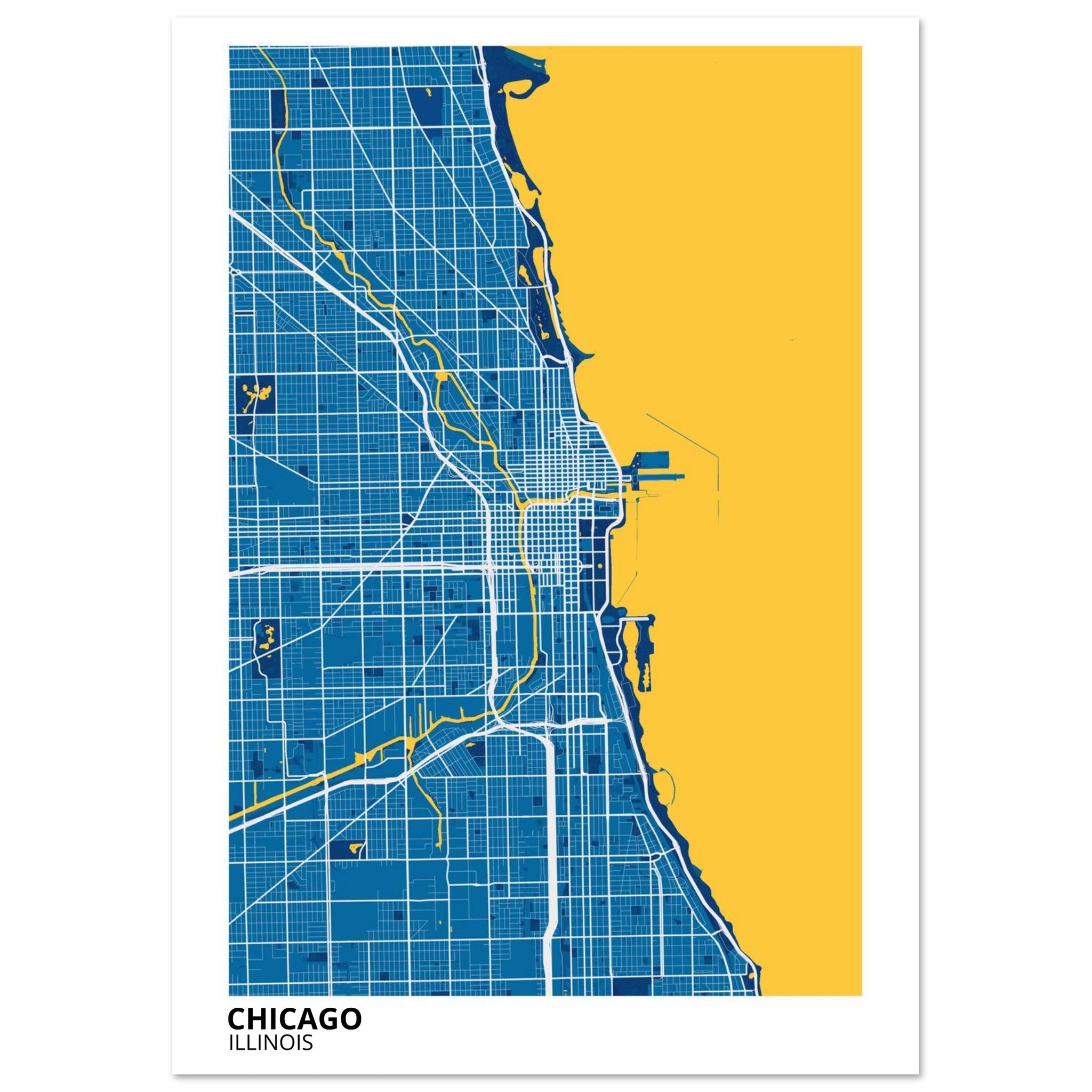 chicago map poster print