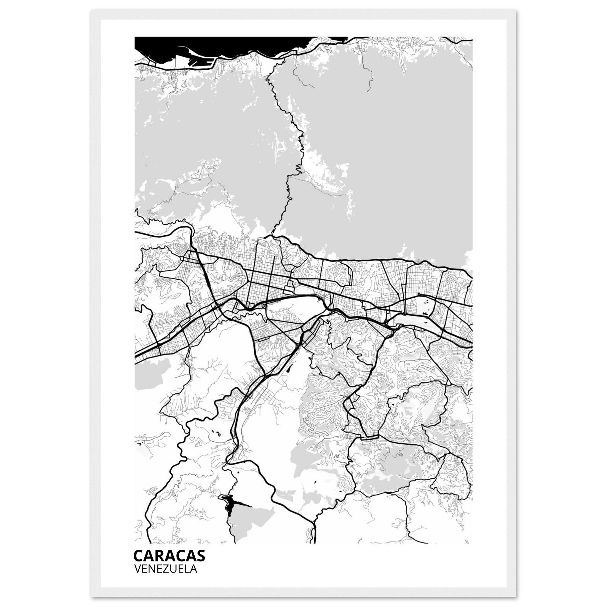 Caracas Venezuela City Map Poster | Custom Map Art Print - Ink And Atlas
