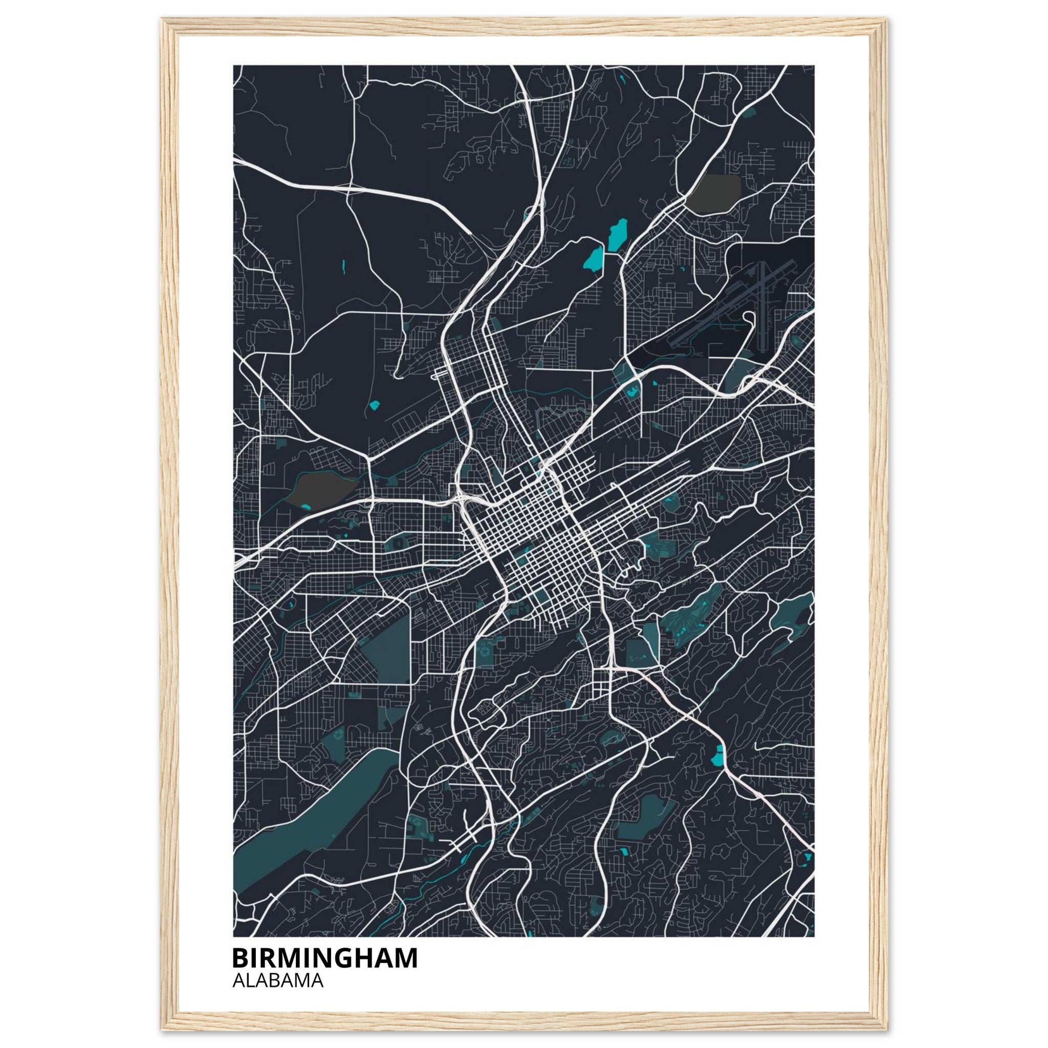 birmingham map poster print
