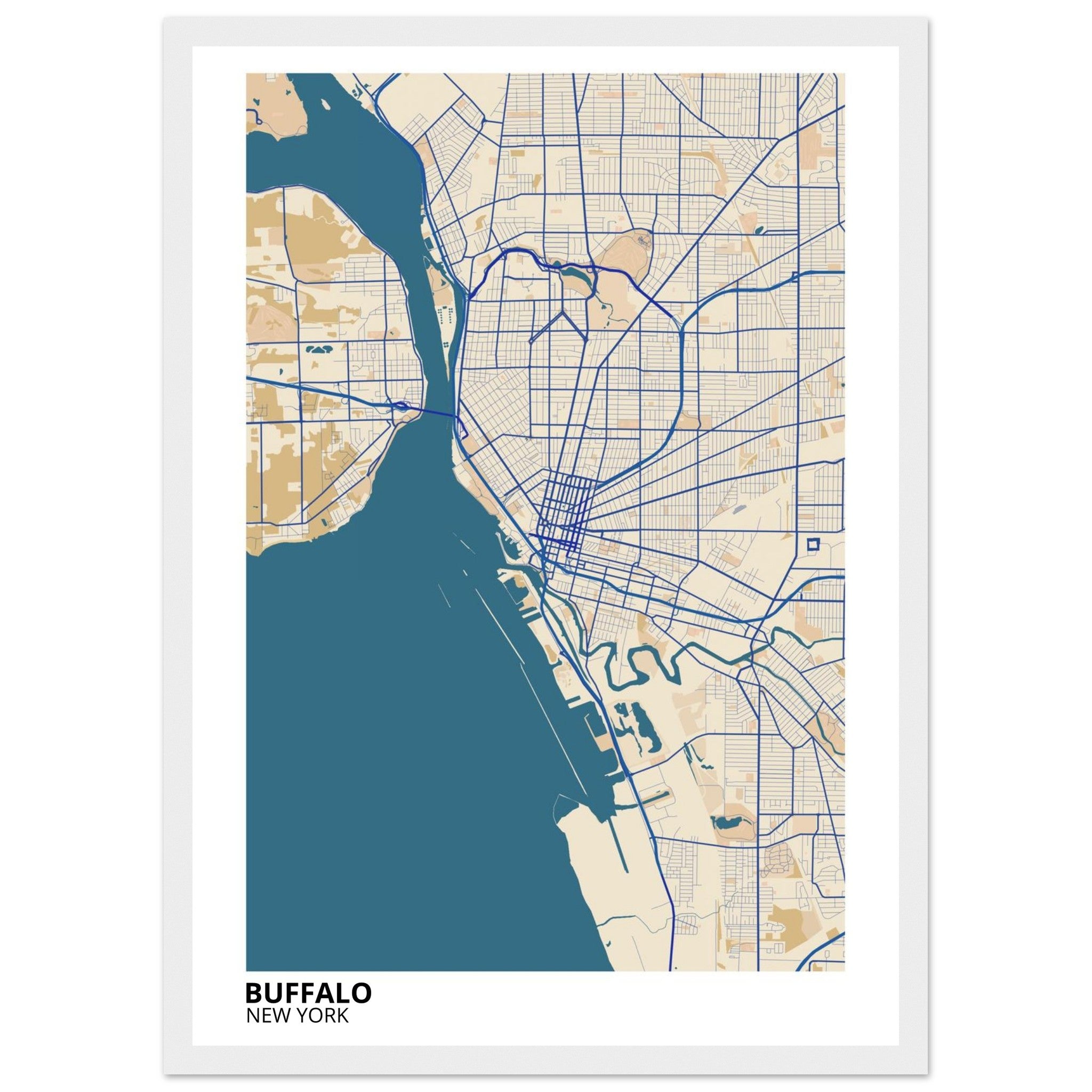 buffalo map poster print