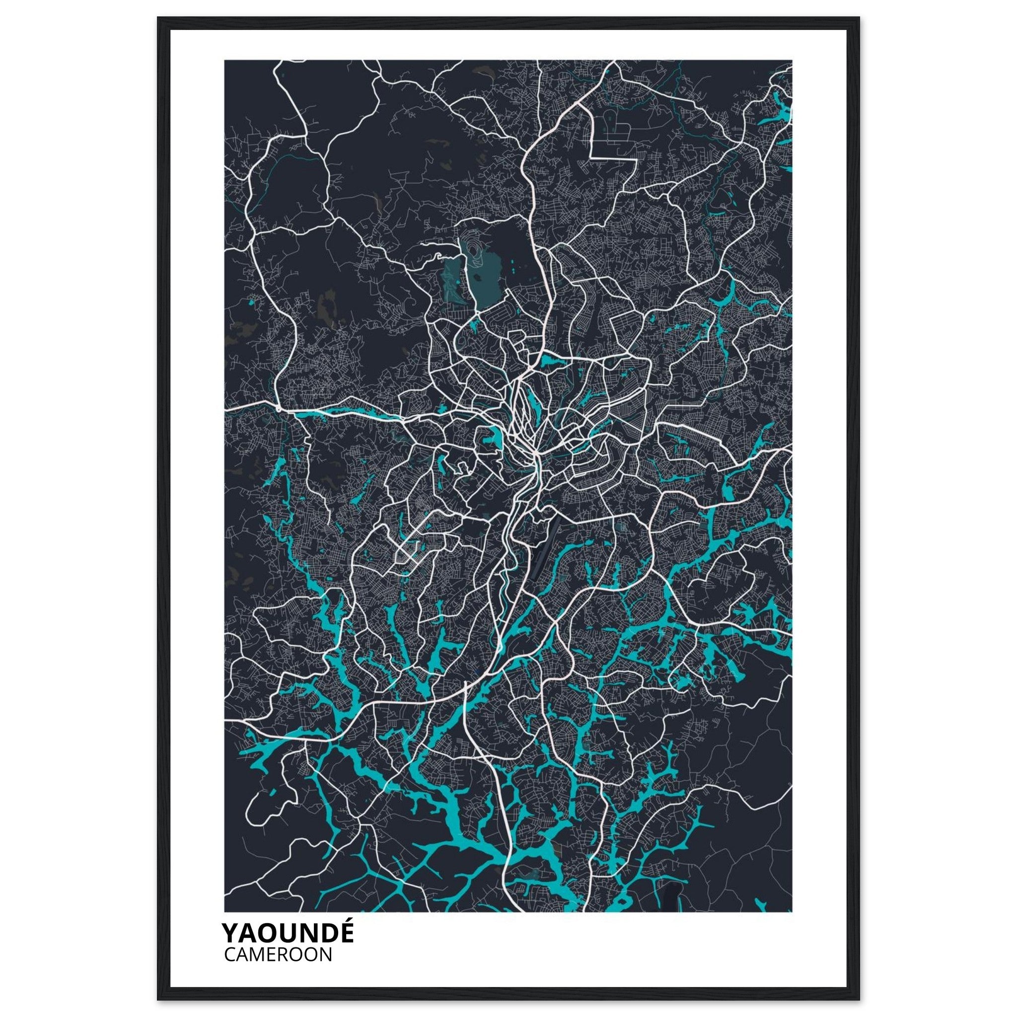 Yaounde Cameroon City Map Poster | Custom Map Art Print - Ink And Atlas