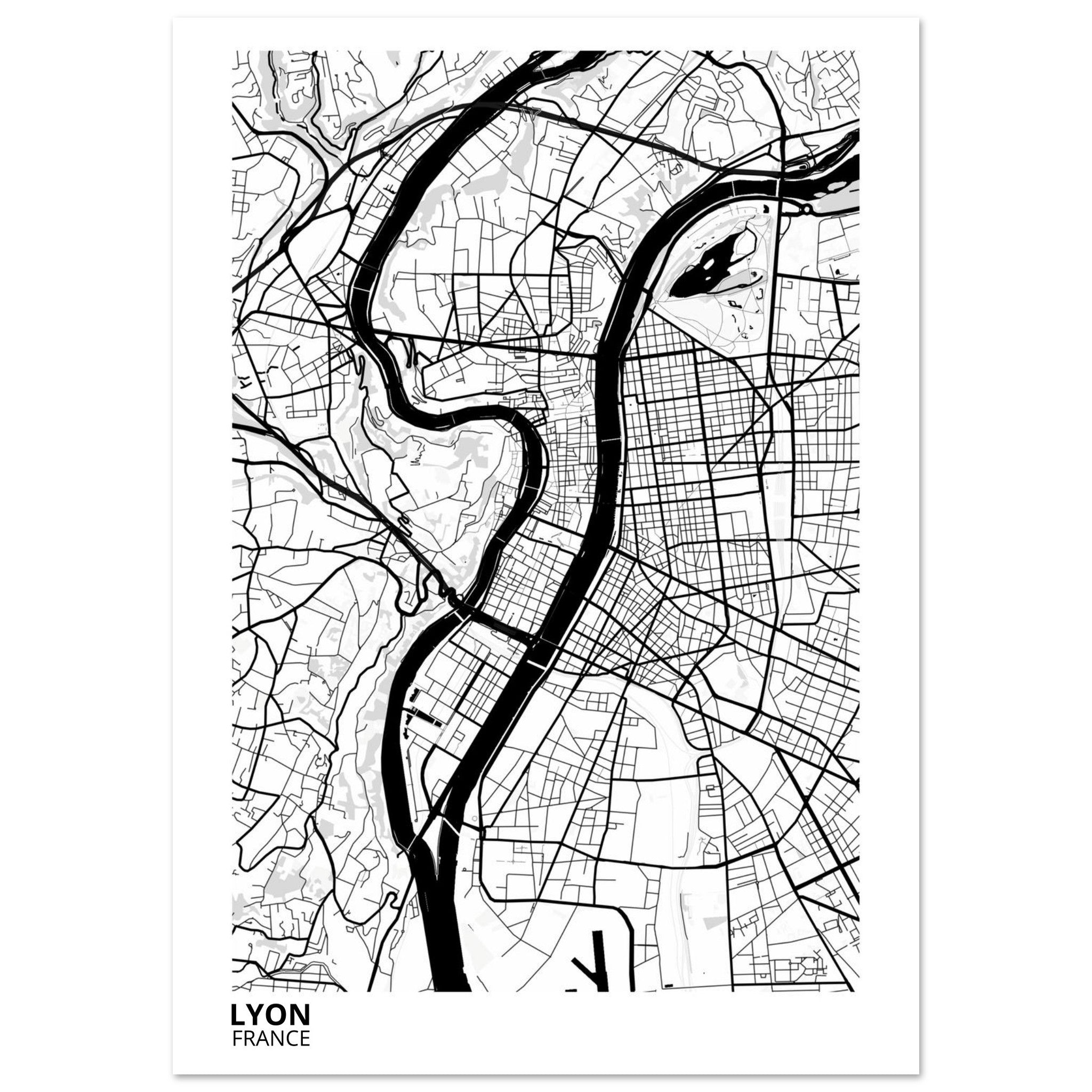 Lyon France City Map Poster | Custom Map Art Print - Ink And Atlas