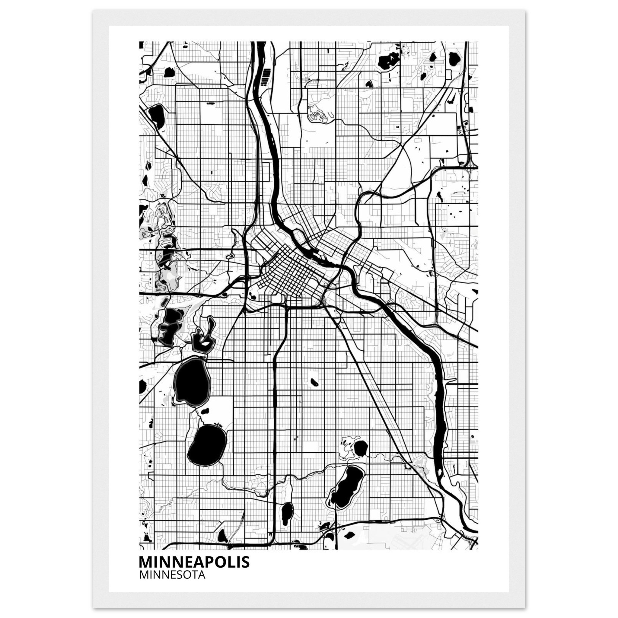minneapolis map poster print