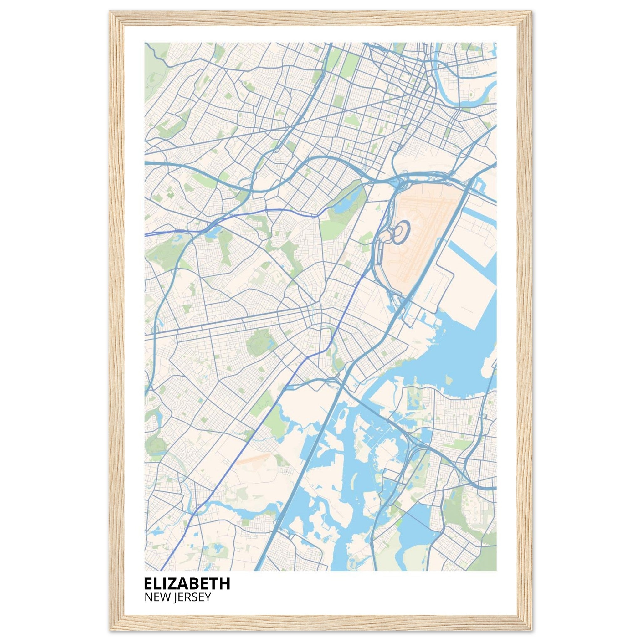 Elizabeth New Jersey City Map Poster | Custom Map Art Print - Ink And Atlas