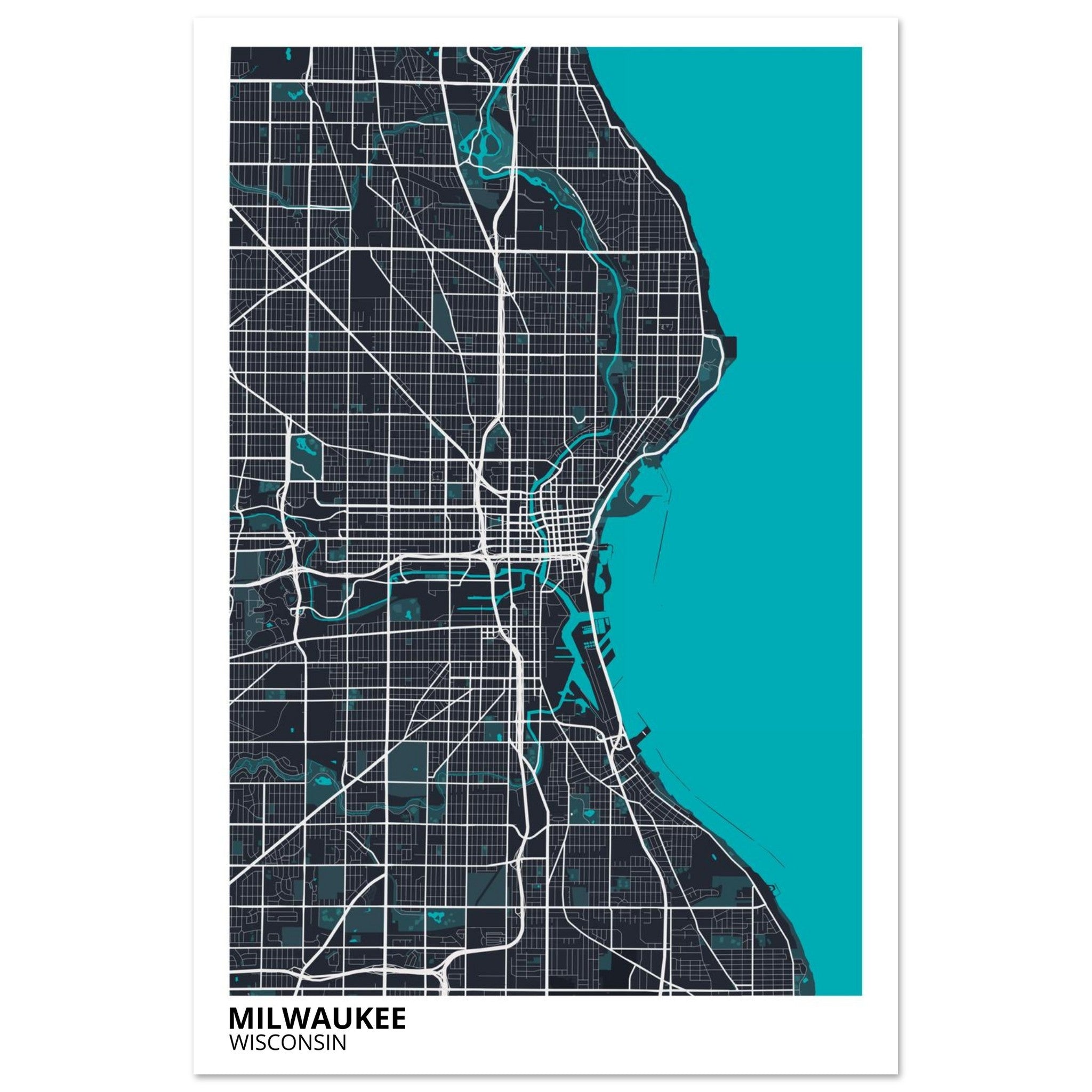 milwaukee map poster print