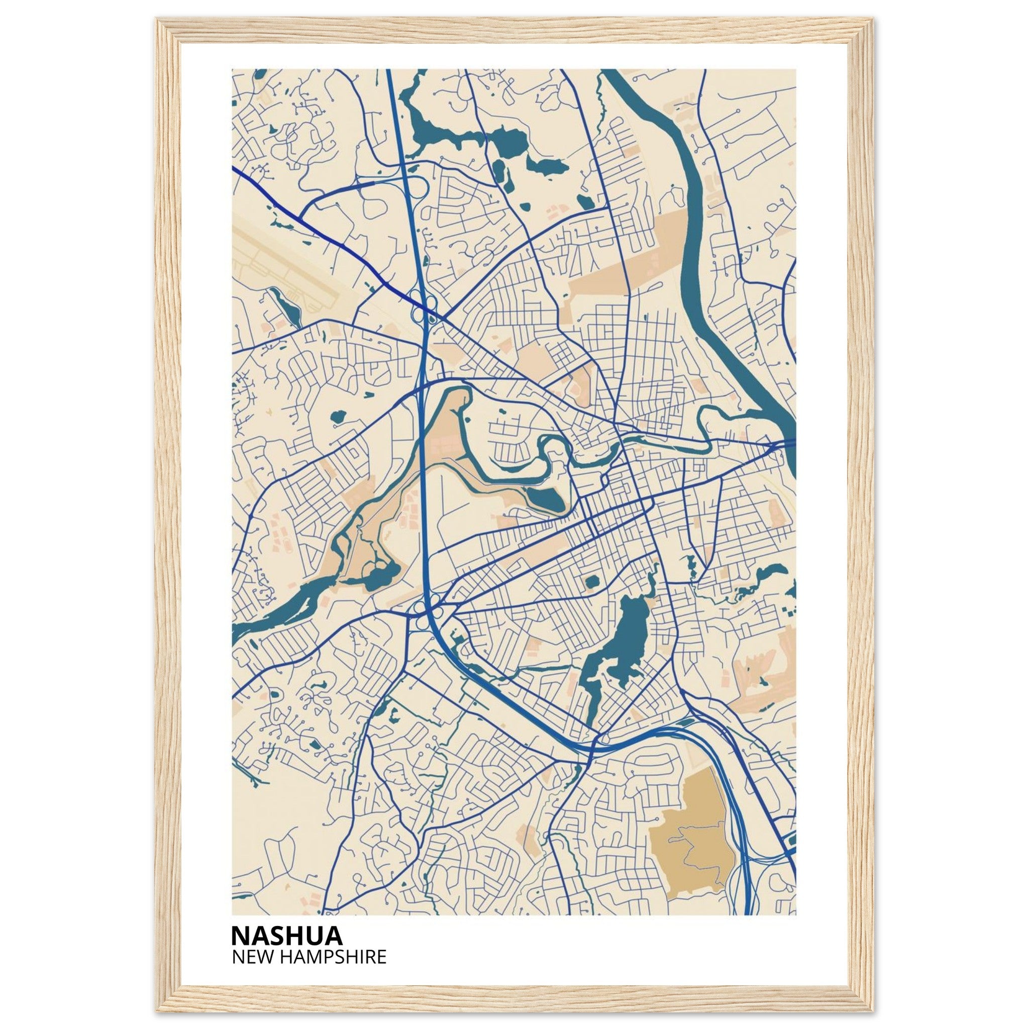 Nashua New Hampshire City Map Poster | Custom Map Art Print - Ink And Atlas