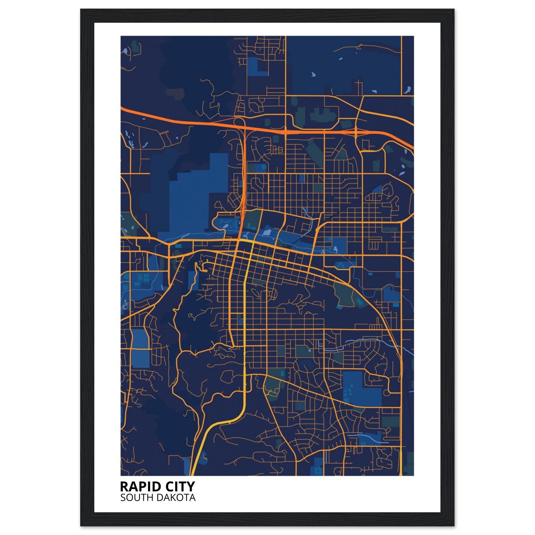 Rapid City South Dakota City Map Poster | Custom Map Art Print - Ink And Atlas
