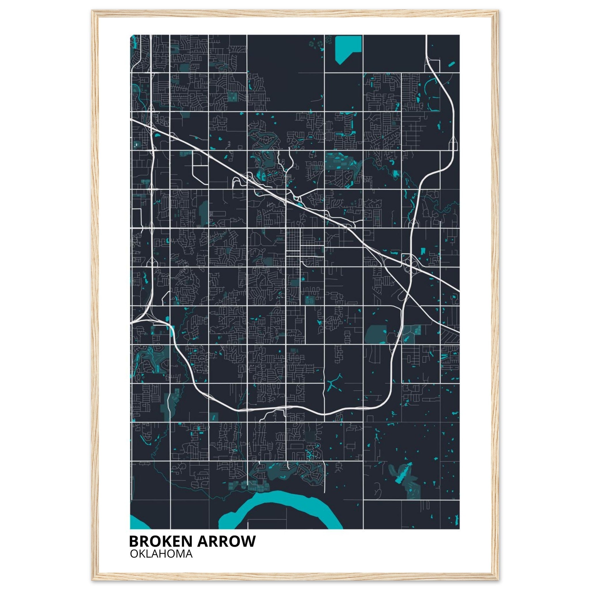 Broken Arrow Oklahoma City Map Poster | Custom Map Art Print - Ink And Atlas