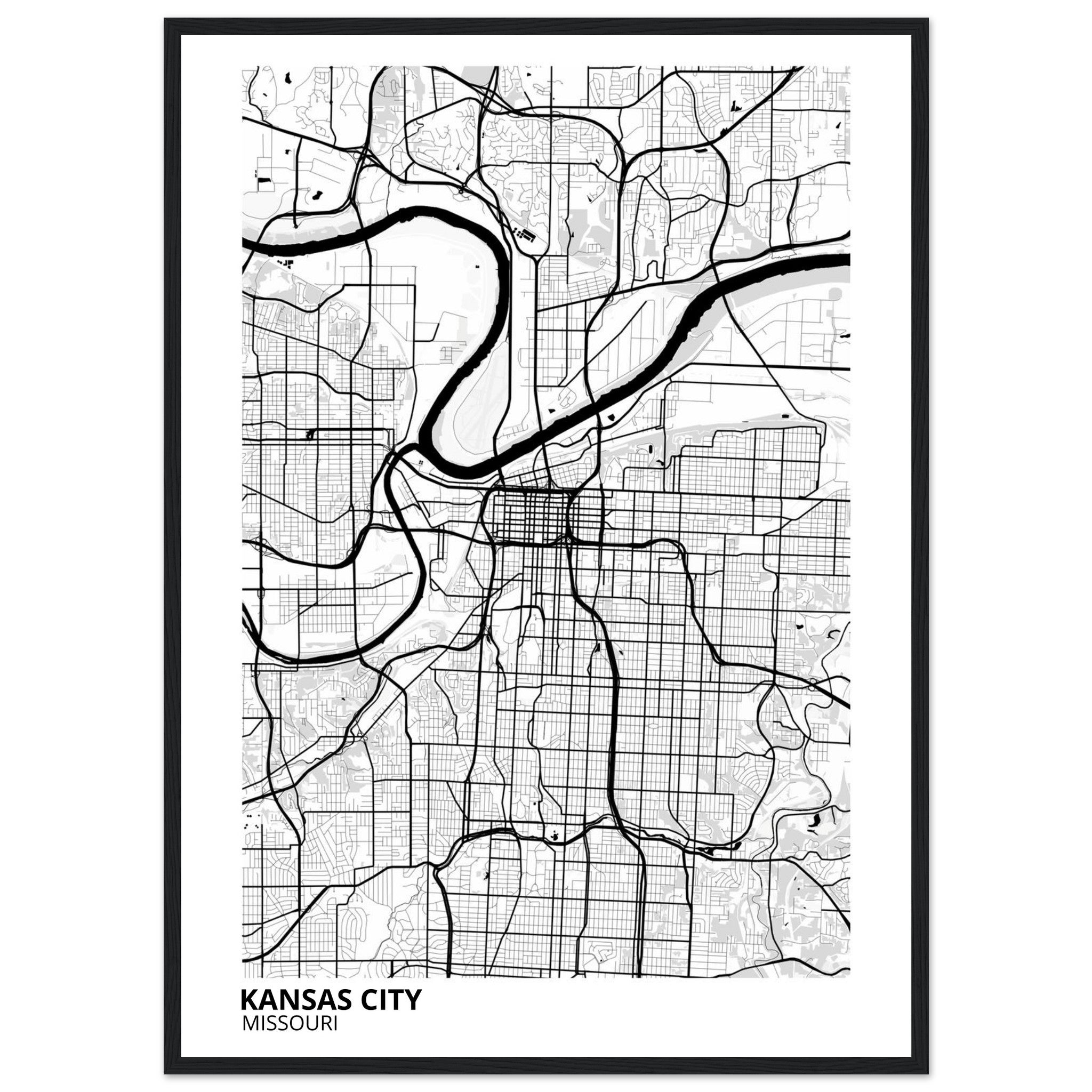 kansas city map poster print