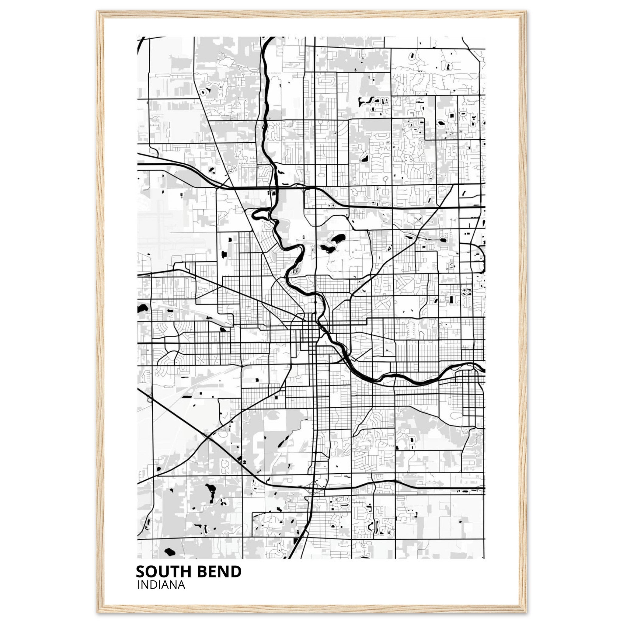South Bend Indiana City Map Poster | Custom Map Art Print - Ink And Atlas