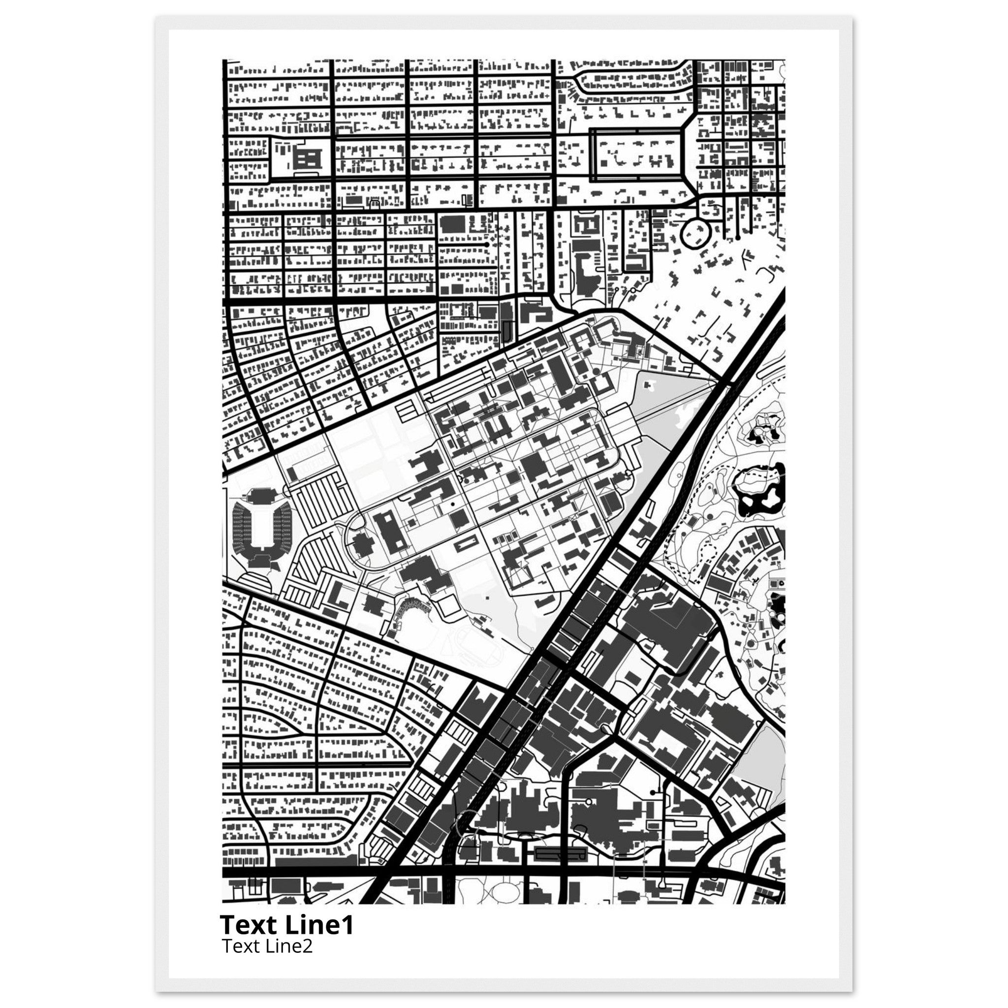 rice university modern campus map print