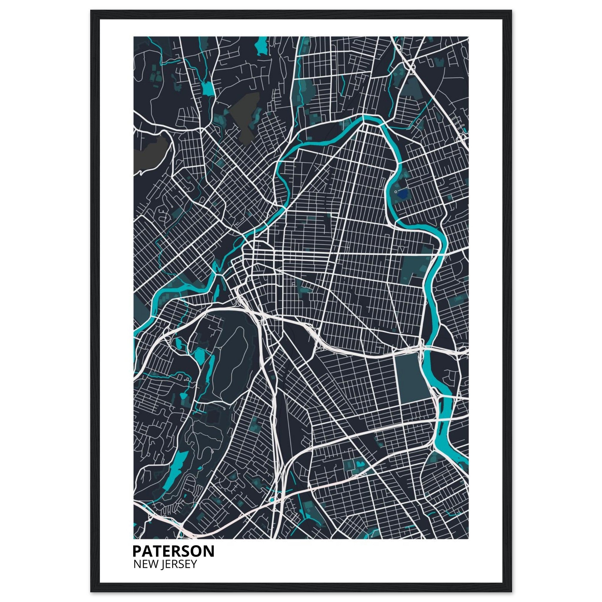 Paterson New Jersey City Map Poster | Custom Map Art Print - Ink And Atlas