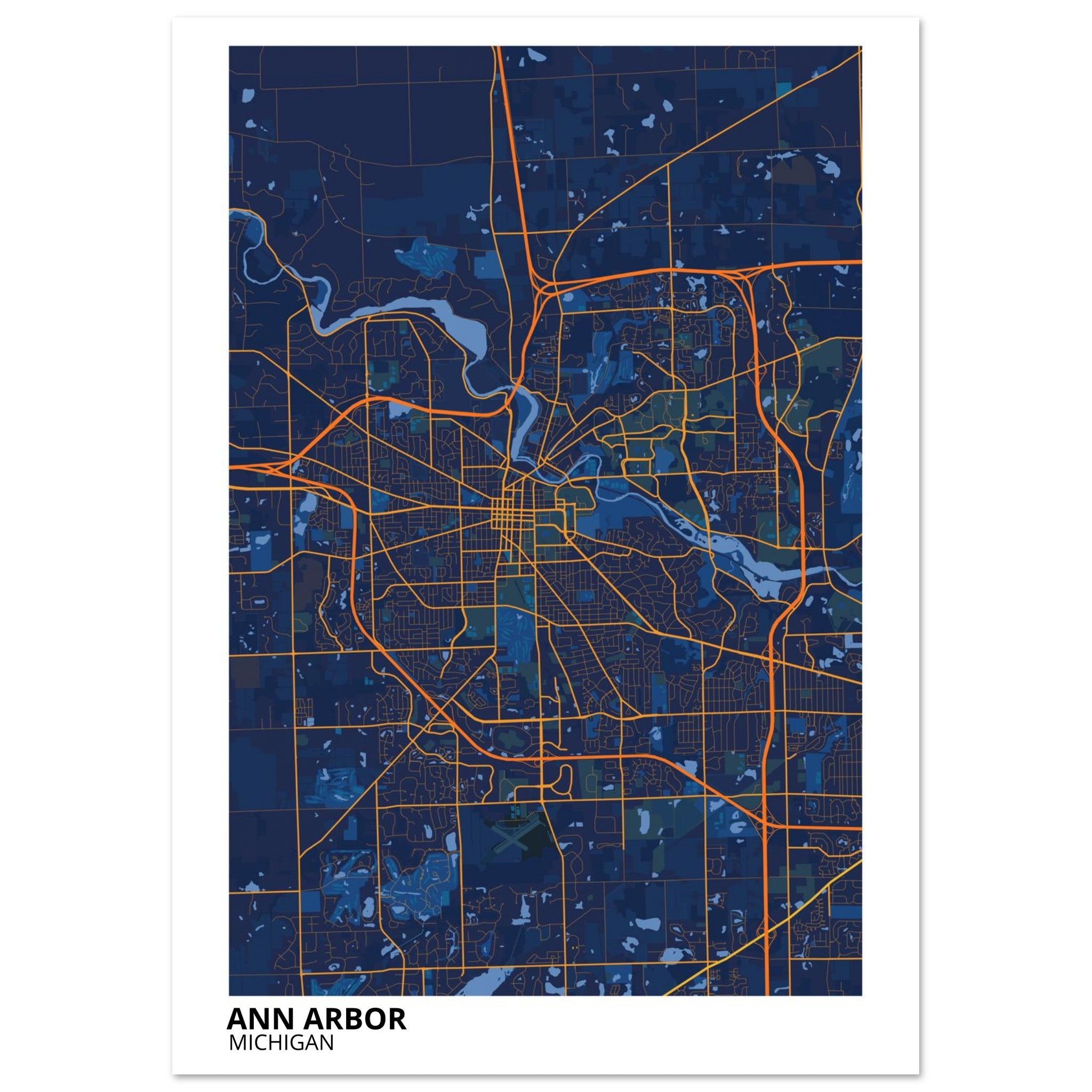 Ann Arbor Michigan City Map Poster | Custom Map Art Print - Ink And Atlas