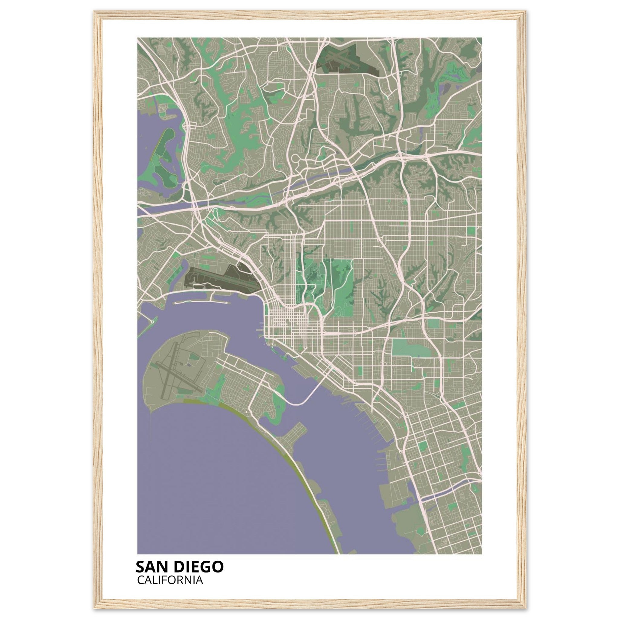 san diego map poster print