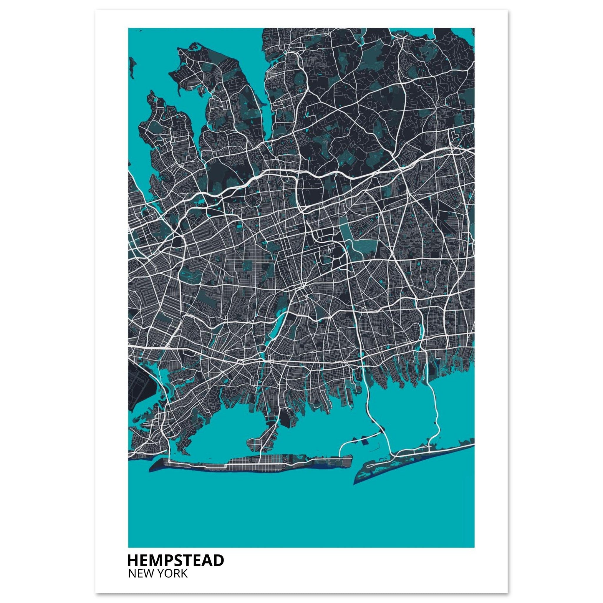 hempstead map poster print