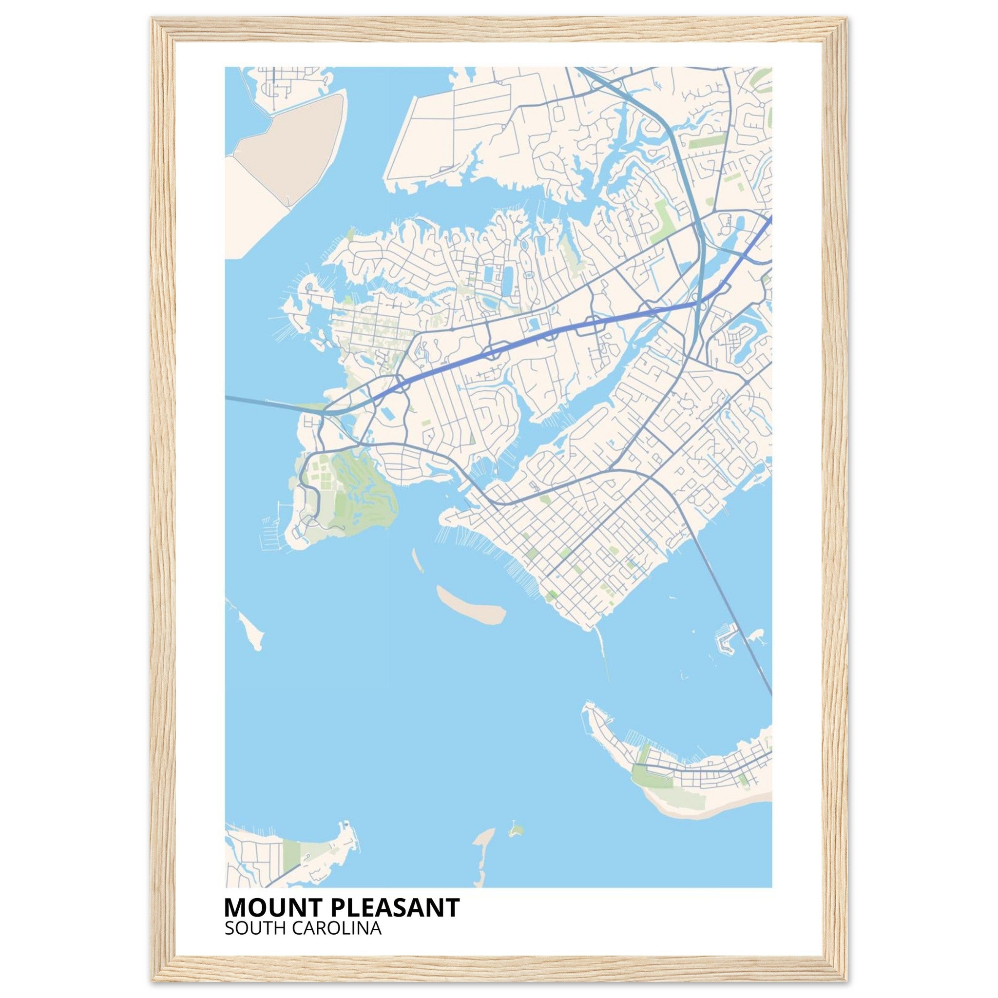 Mount Pleasant South Carolina City Map Poster | Custom Map Art Print - Ink And Atlas
