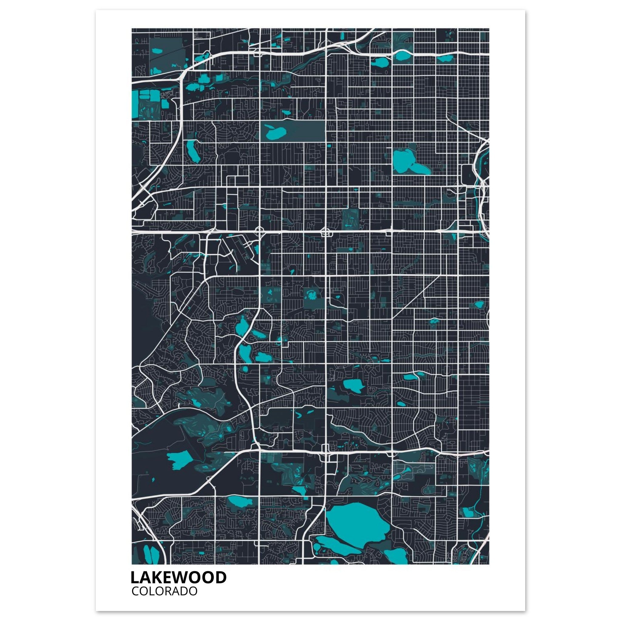 Lakewood Colorado City Map Poster | Custom Map Art Print - Ink And Atlas