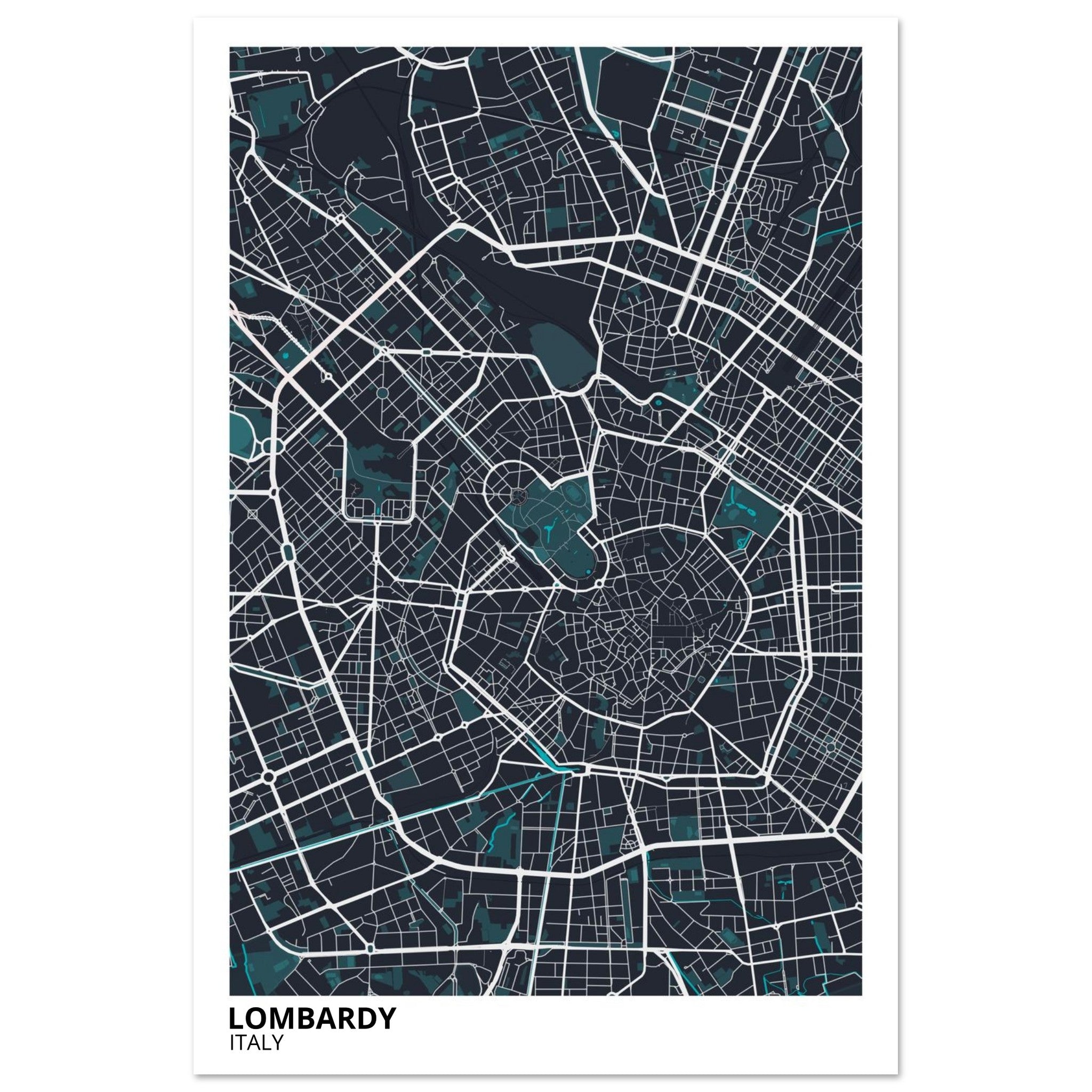 Lombardy Italy City Map Poster | Custom Map Art Print - Ink And Atlas