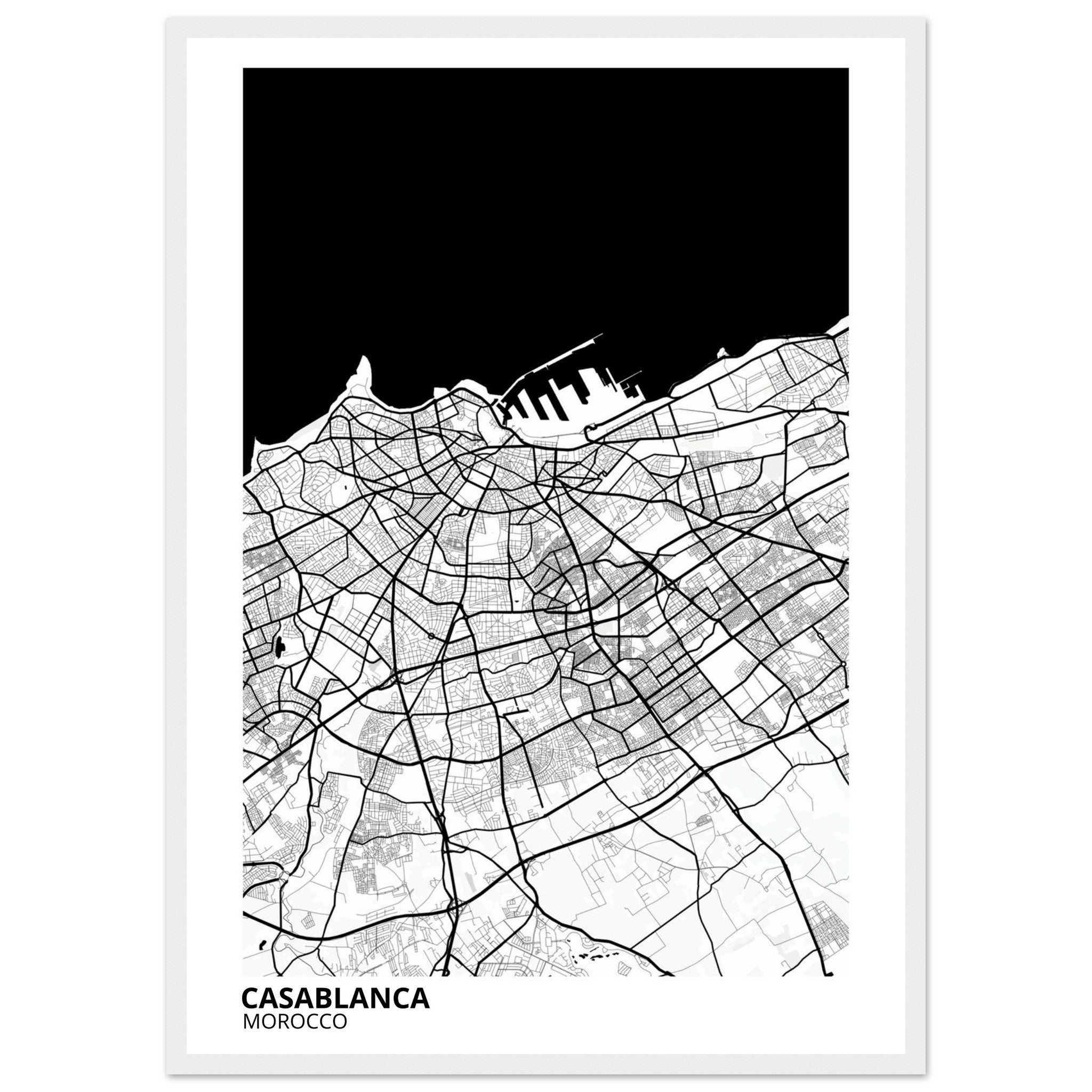 Casablanca Morocco City Map Poster | Custom Map Art Print - Ink And Atlas