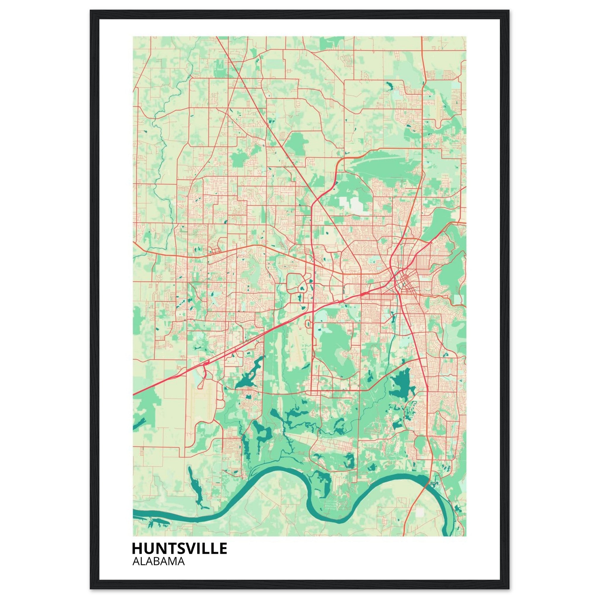 Huntsville Alabama City Map Poster | Custom Map Art Print - Ink And Atlas
