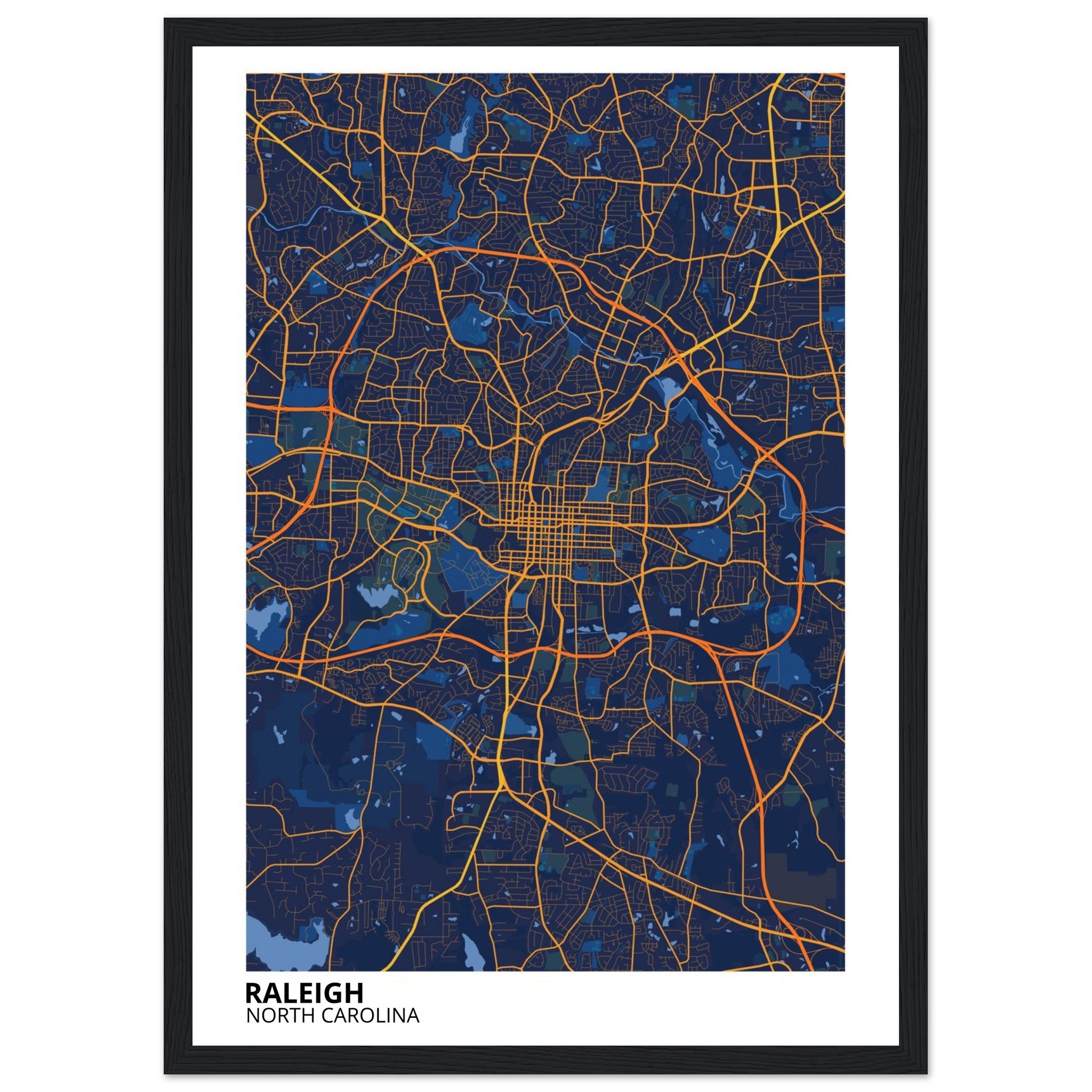 raleigh map poster print