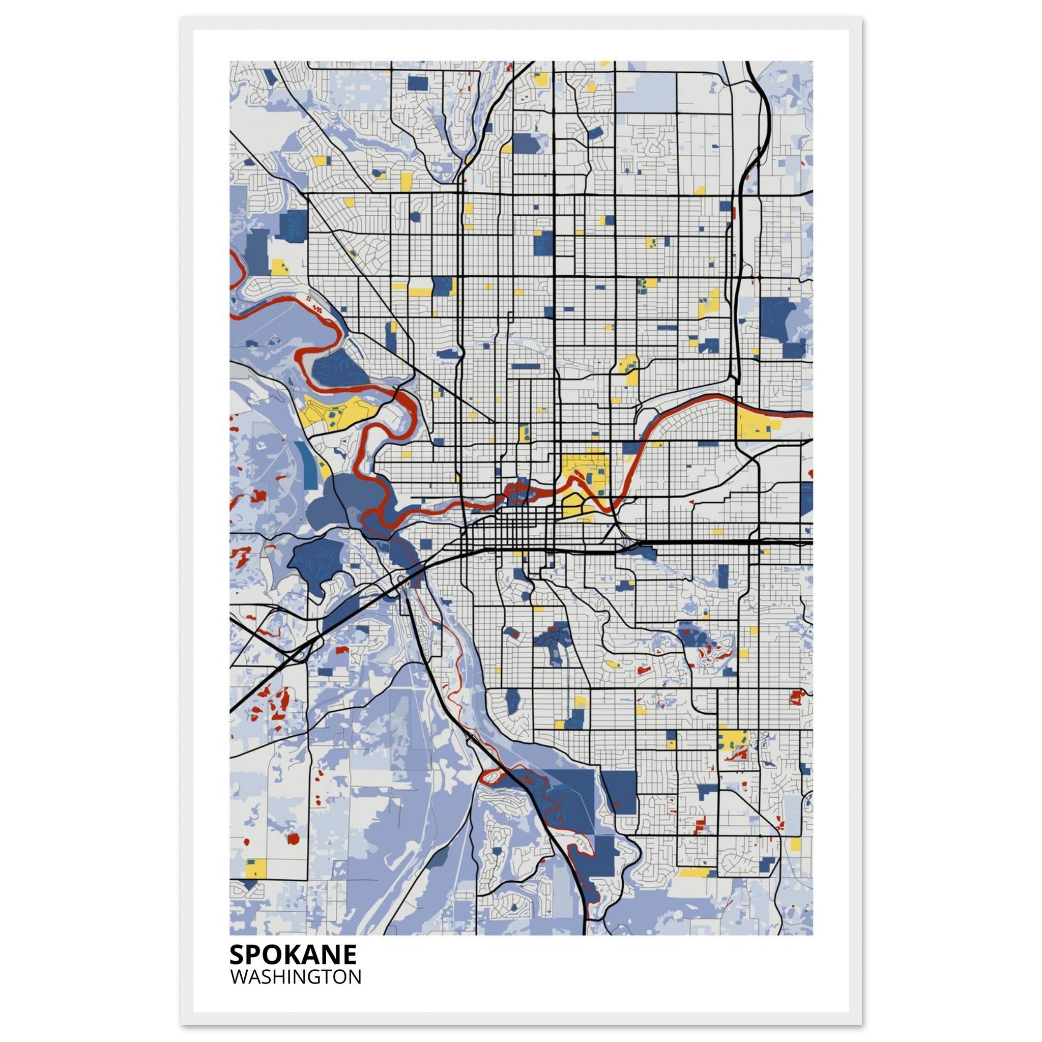 spokane map poster print