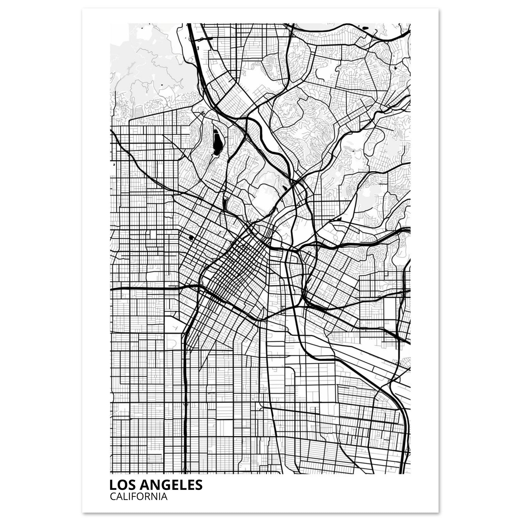 los angeles map poster print