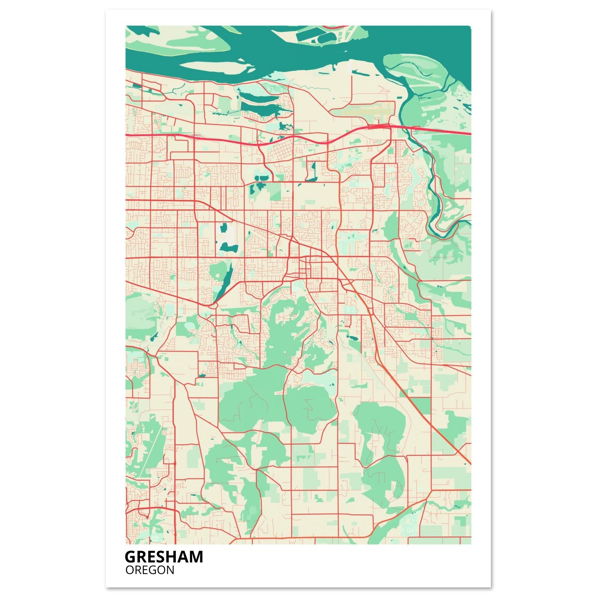Gresham Oregon City Map Poster | Custom Map Art Print - Ink And Atlas