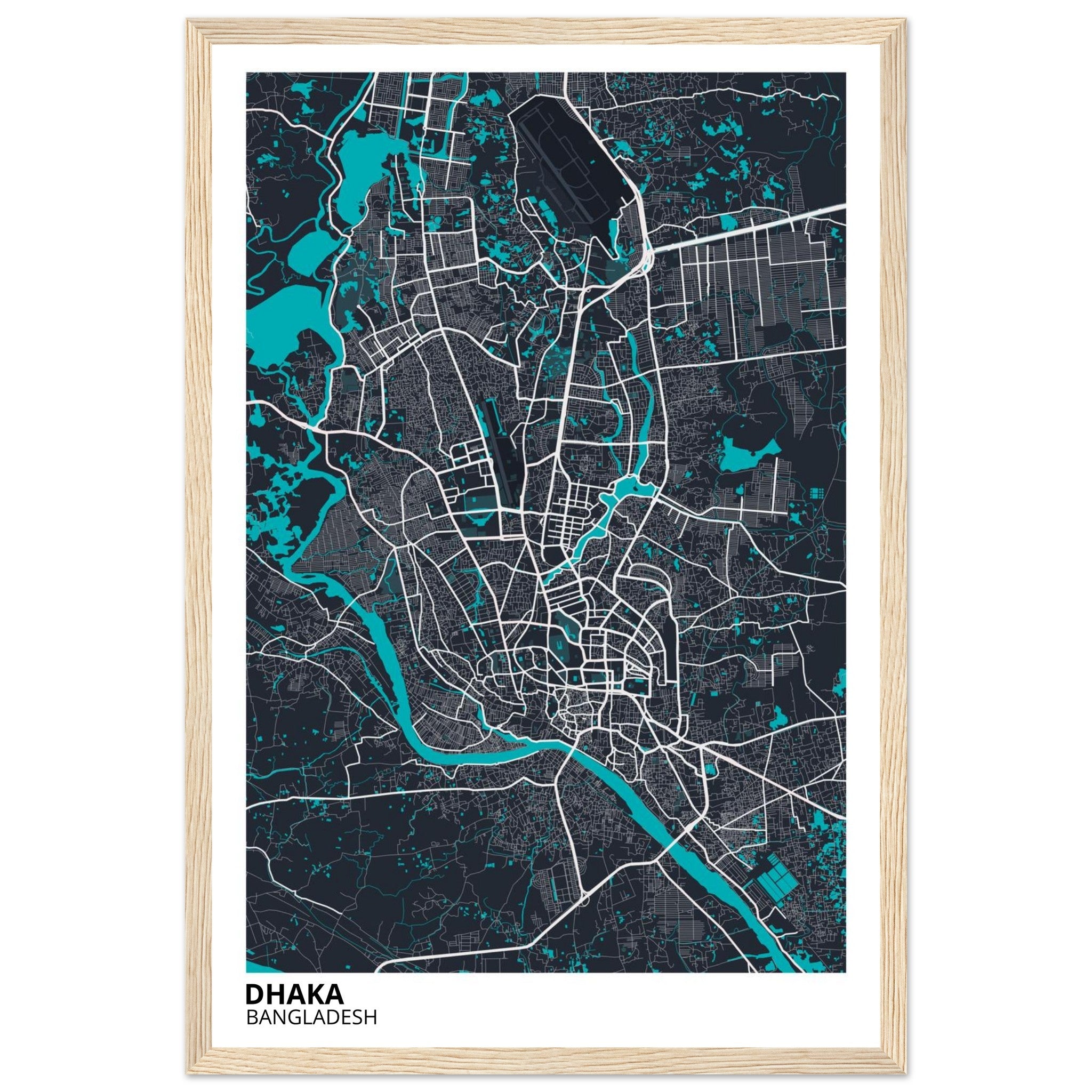 dhaka bangladesh map poster print