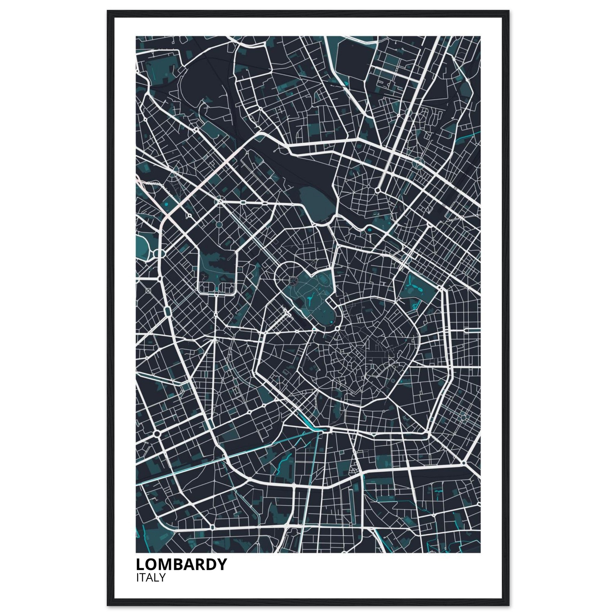 lombardy italy map poster print