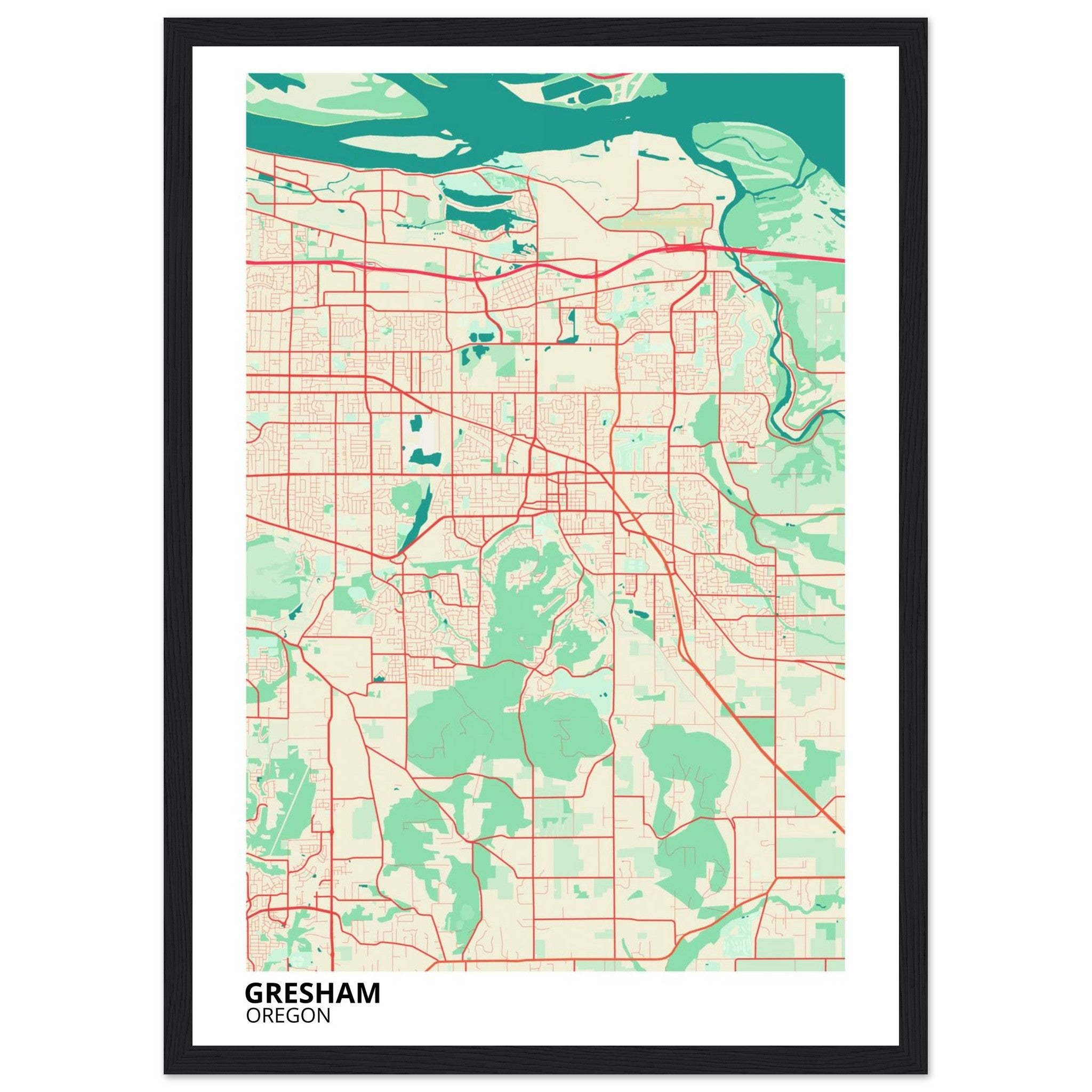 Gresham Oregon City Map Poster | Custom Map Art Print - Ink And Atlas