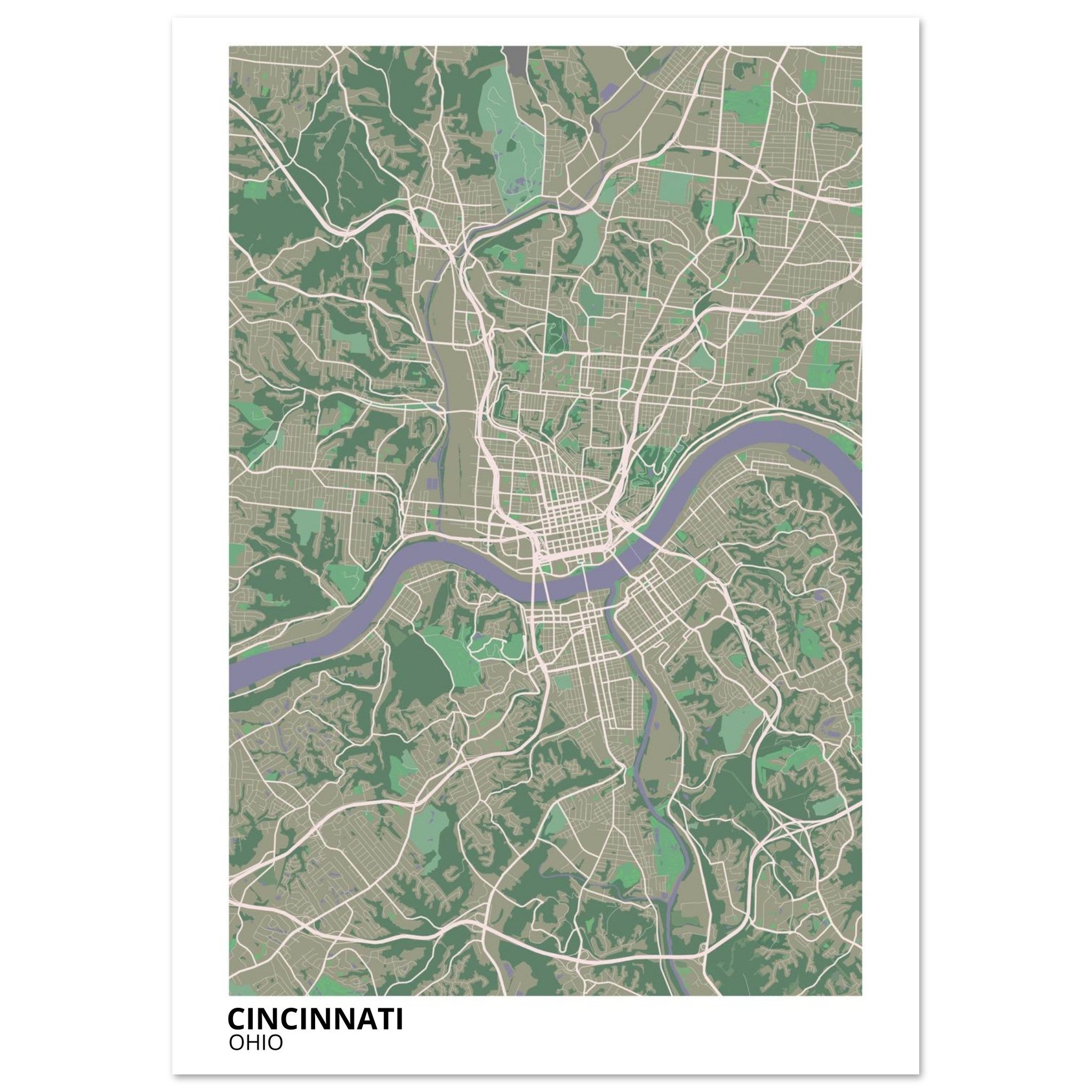 cincinnati map poster print